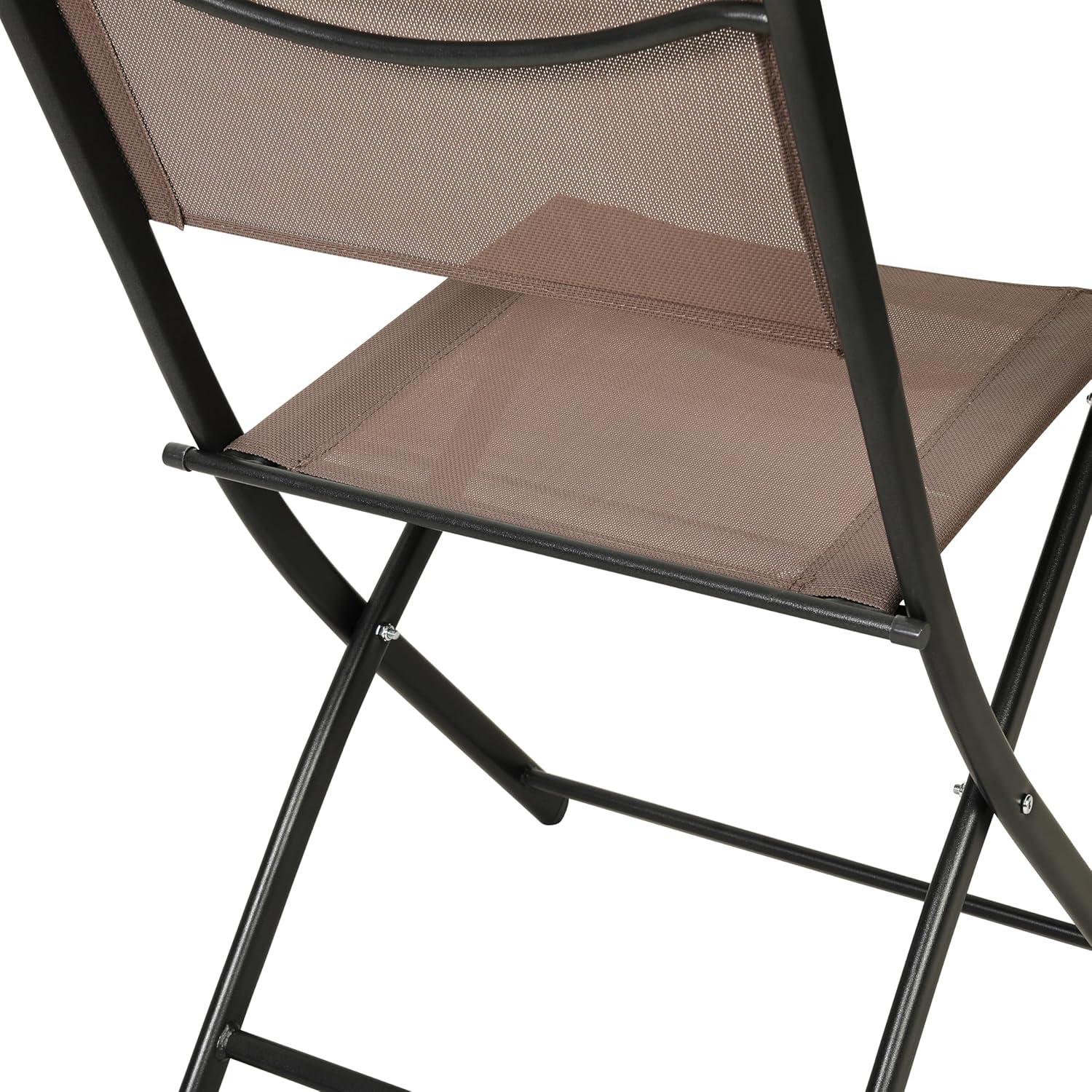 Flash Furniture Brazos Set of 4 Commercial Grade Indoor/Outdoor Folding Chairs with Brown Flex Comfort Material Backs and Seats and Black Metal Frames