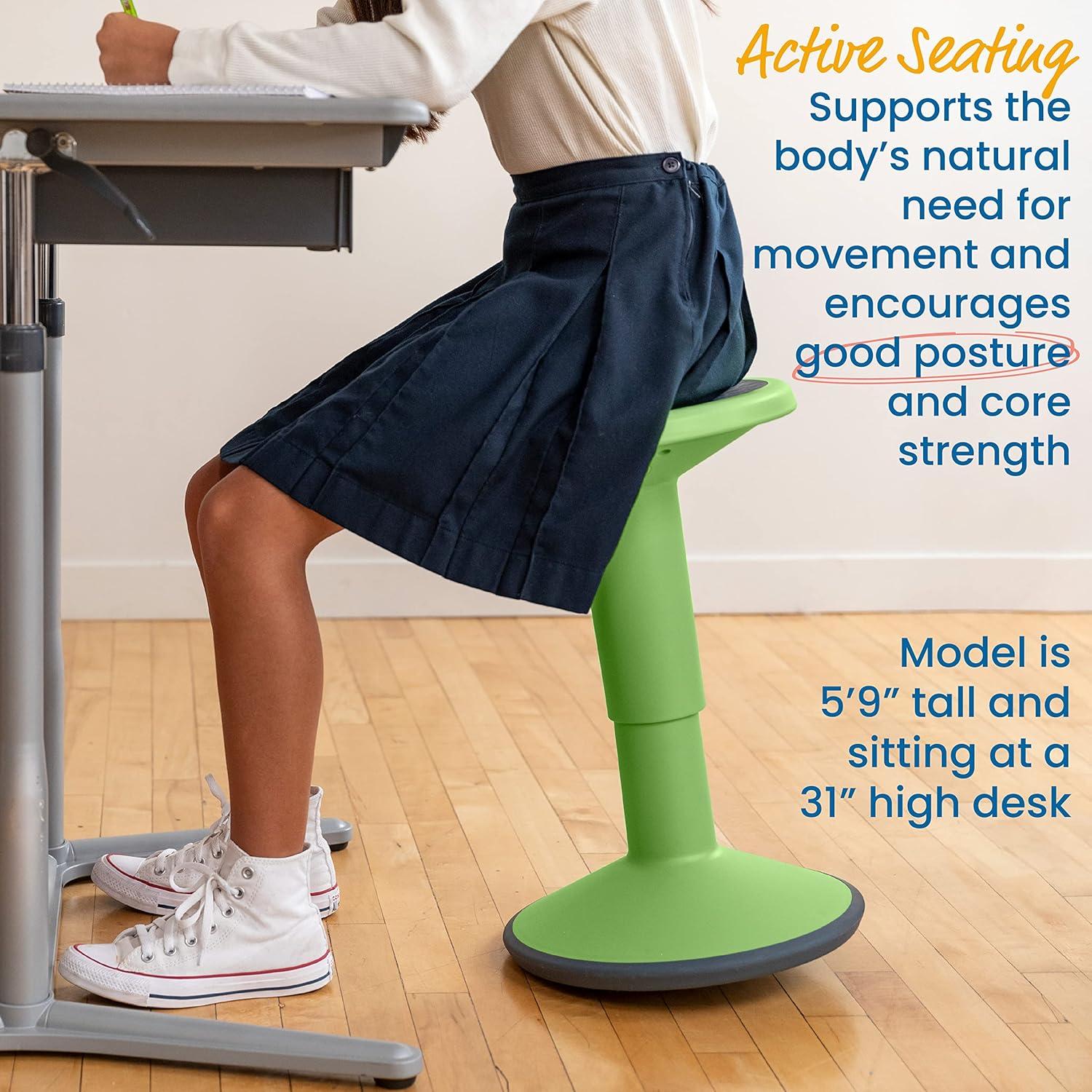 ECR4Kids SitWell Wobble Stool, Adjustable Height, Active Seating