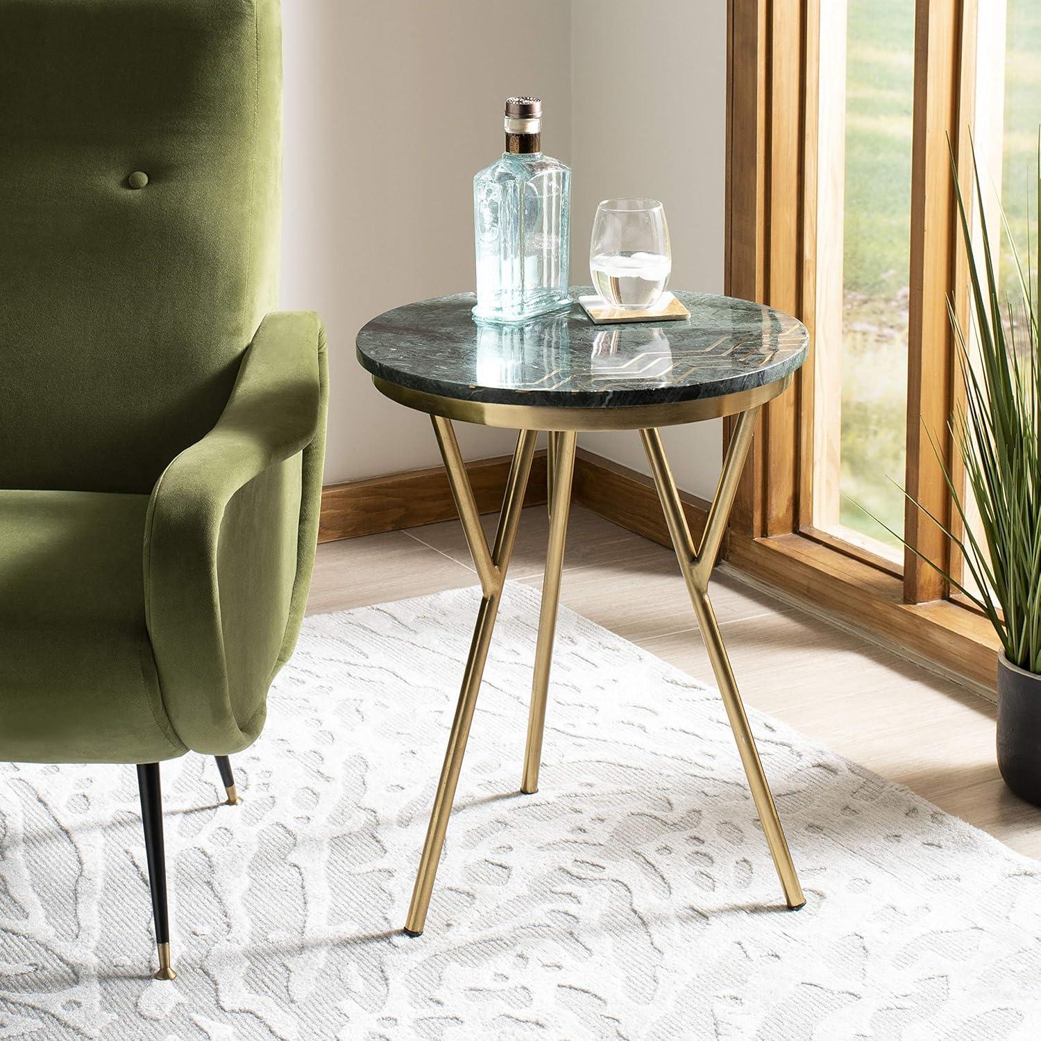 Safavieh  Coletta Marble Accent Table - Dark Green - 18" x 18" x 23"