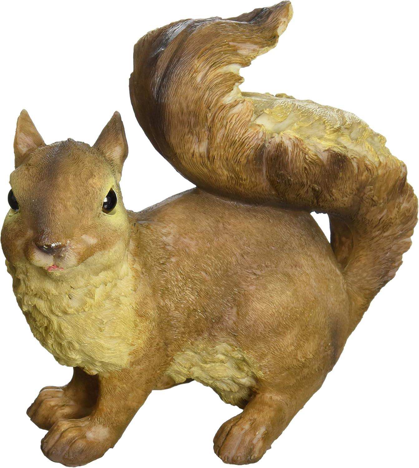 Hand-Painted Brown Resin Woodland Squirrel Garden Statue