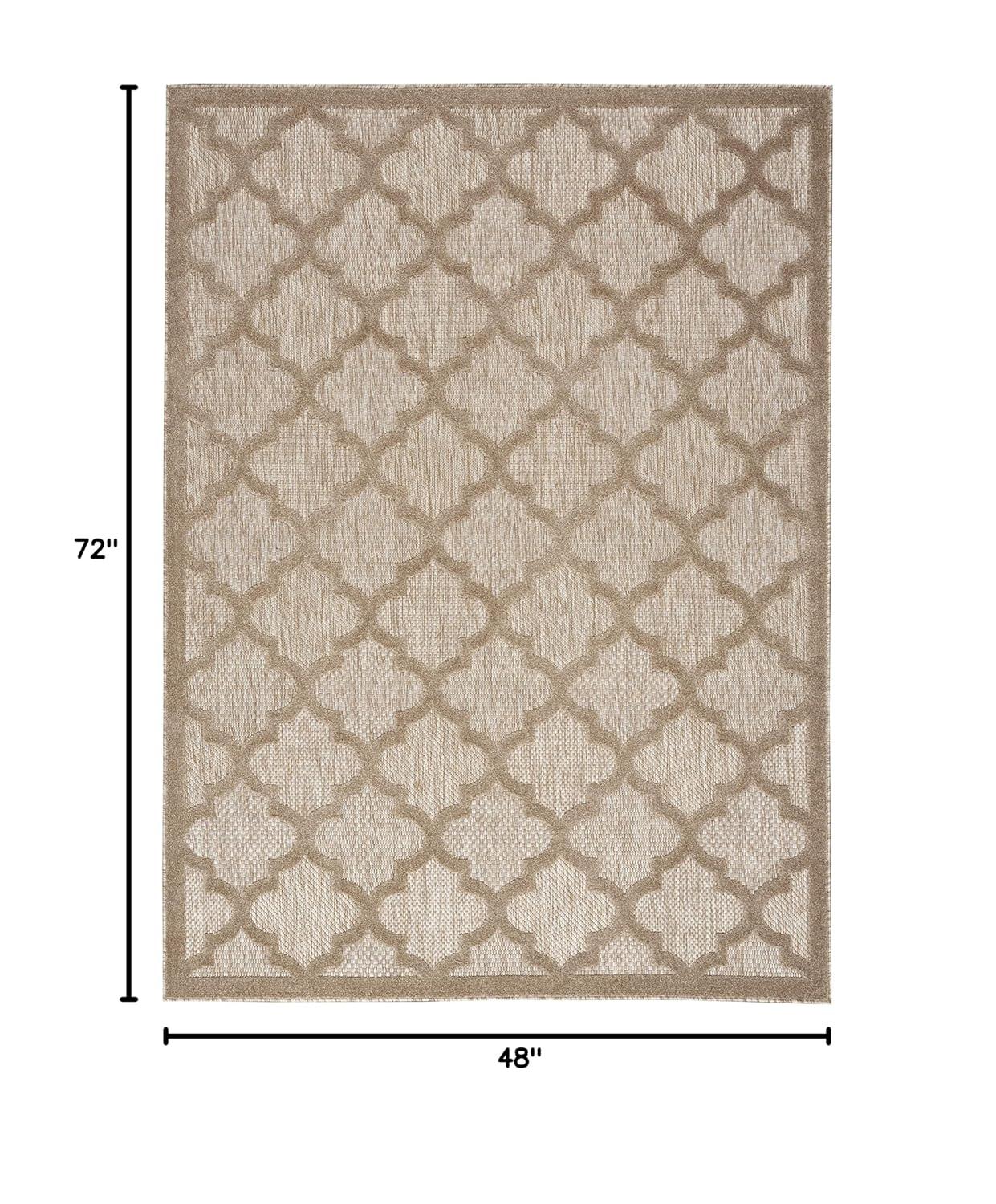Nourison Easy Care Trellis Flatweave Indoor Outdoor Area Rug 4' x 6' Natural Beige