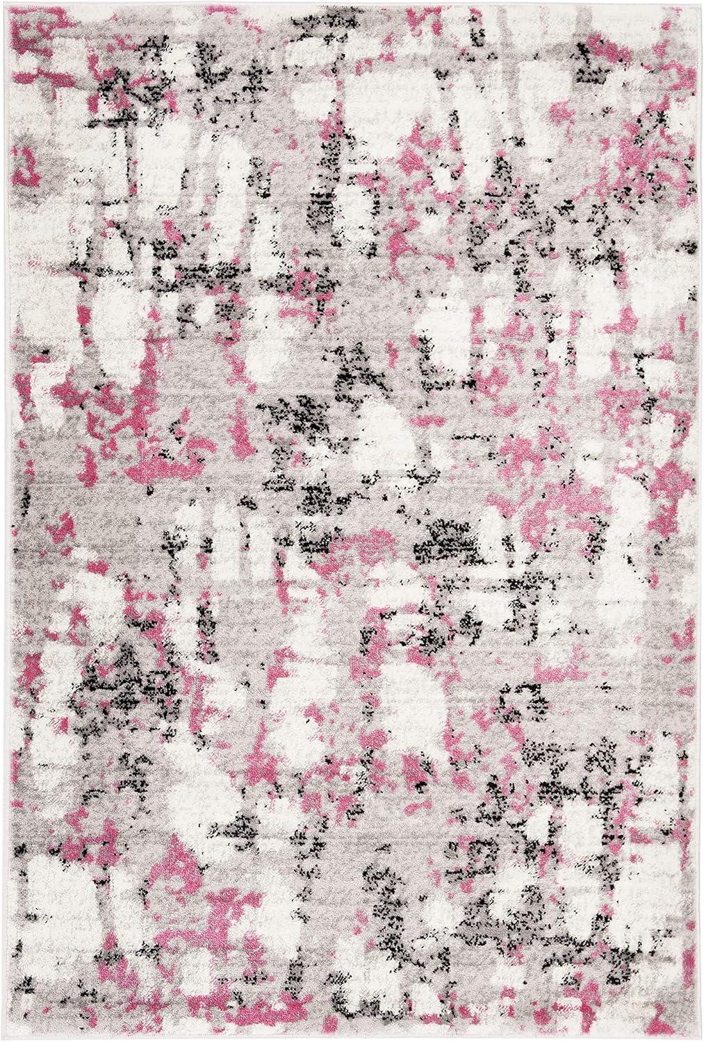 SAFAVIEH Skyler Langston Distressed Area Rug, Grey/Pink, 3' x 5'