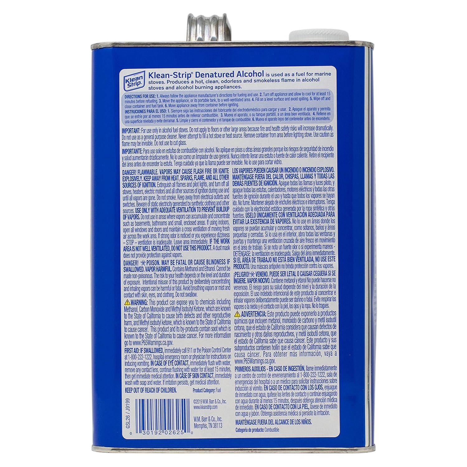 Klean Strip Clean Burning Denatured Alcohol Fuel, 1 Gallon