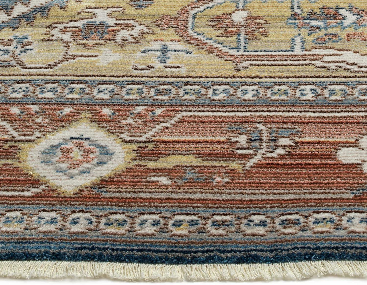 Rila Blue and Brown Square Synthetic Area Rug