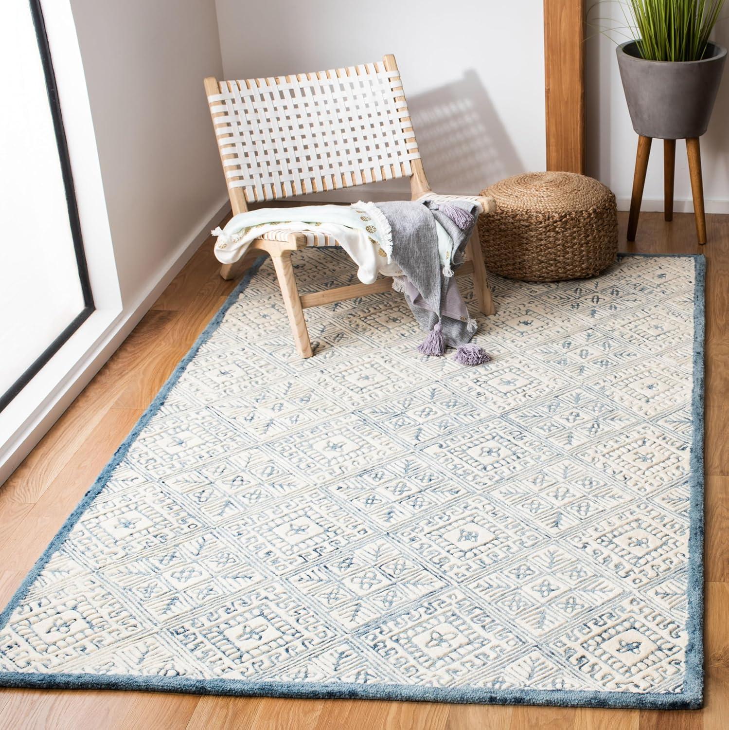 Glamour GLM660 Hand Tufted Indoor Area Rug - Blue/Ivory - 4'x6' - Safavieh