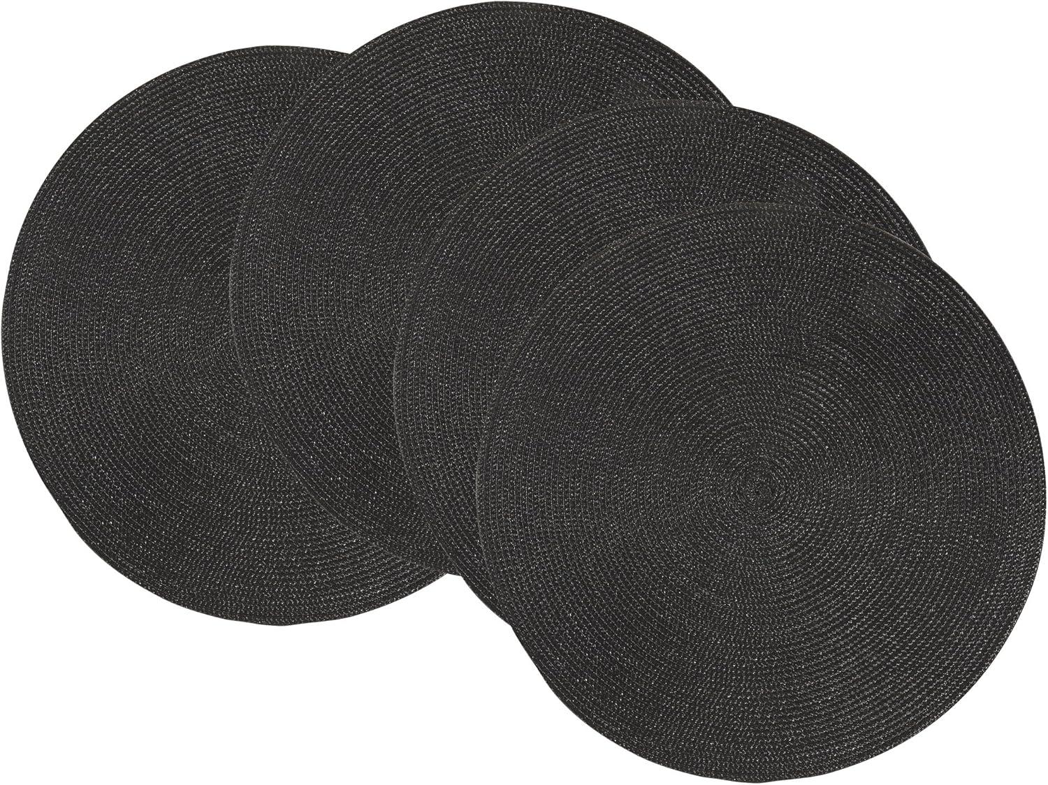 Disko Black Round Polypropylene Placemats, Set of 4