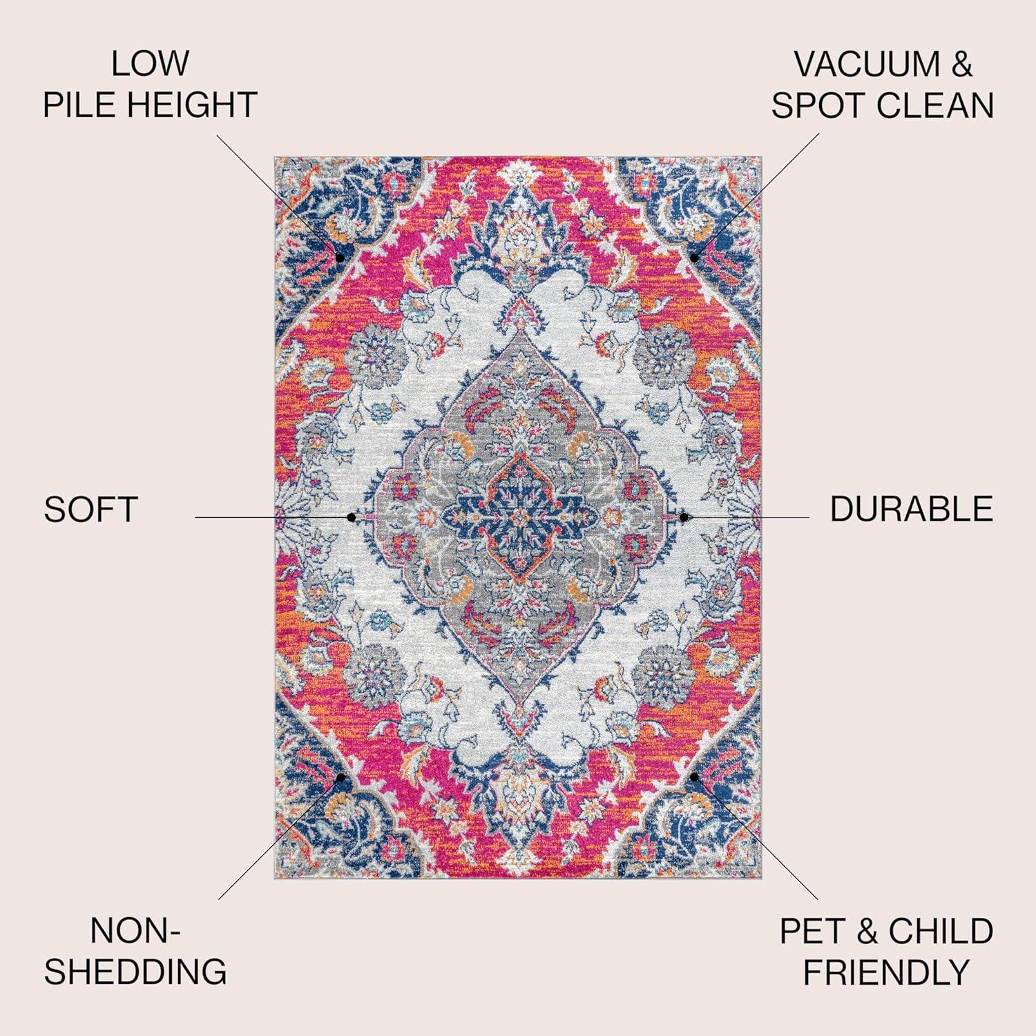 JONATHAN Y Bohemian FLAIR Boho Vintage Medallion Blue/Multi 4 ft. x 6 ft. Area Rug