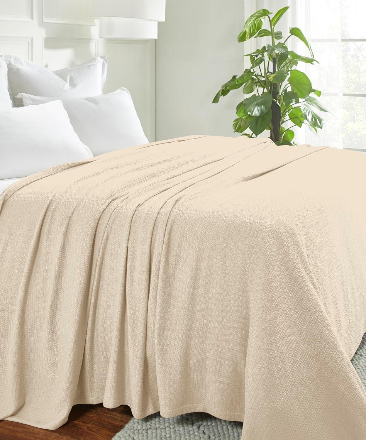 Superior Waffle Weave Honeycomb Knit Soft Textured All-Season Cotton Blanket