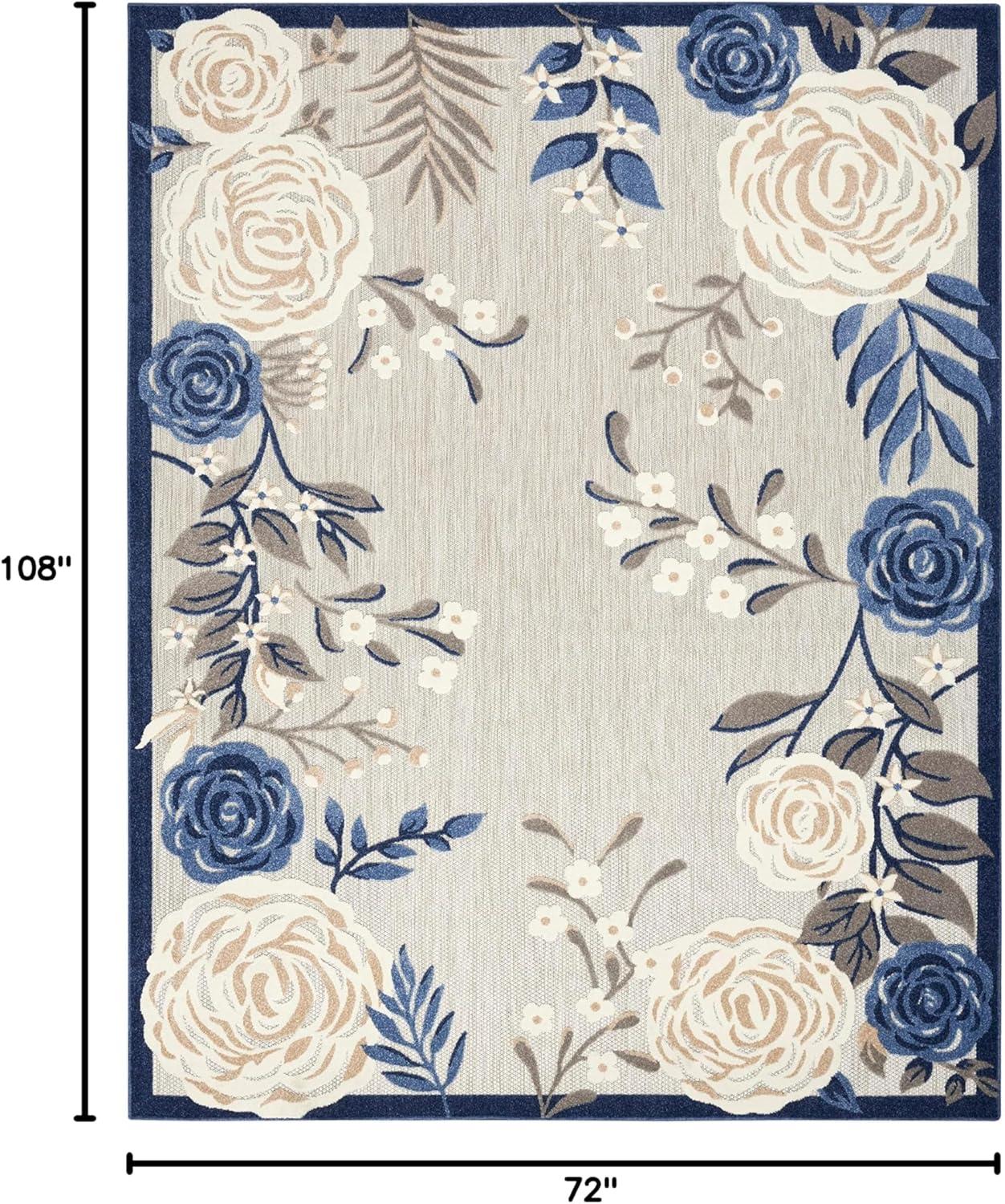 Nourison Aloha Contemporary Floral Border Outdoor Rug