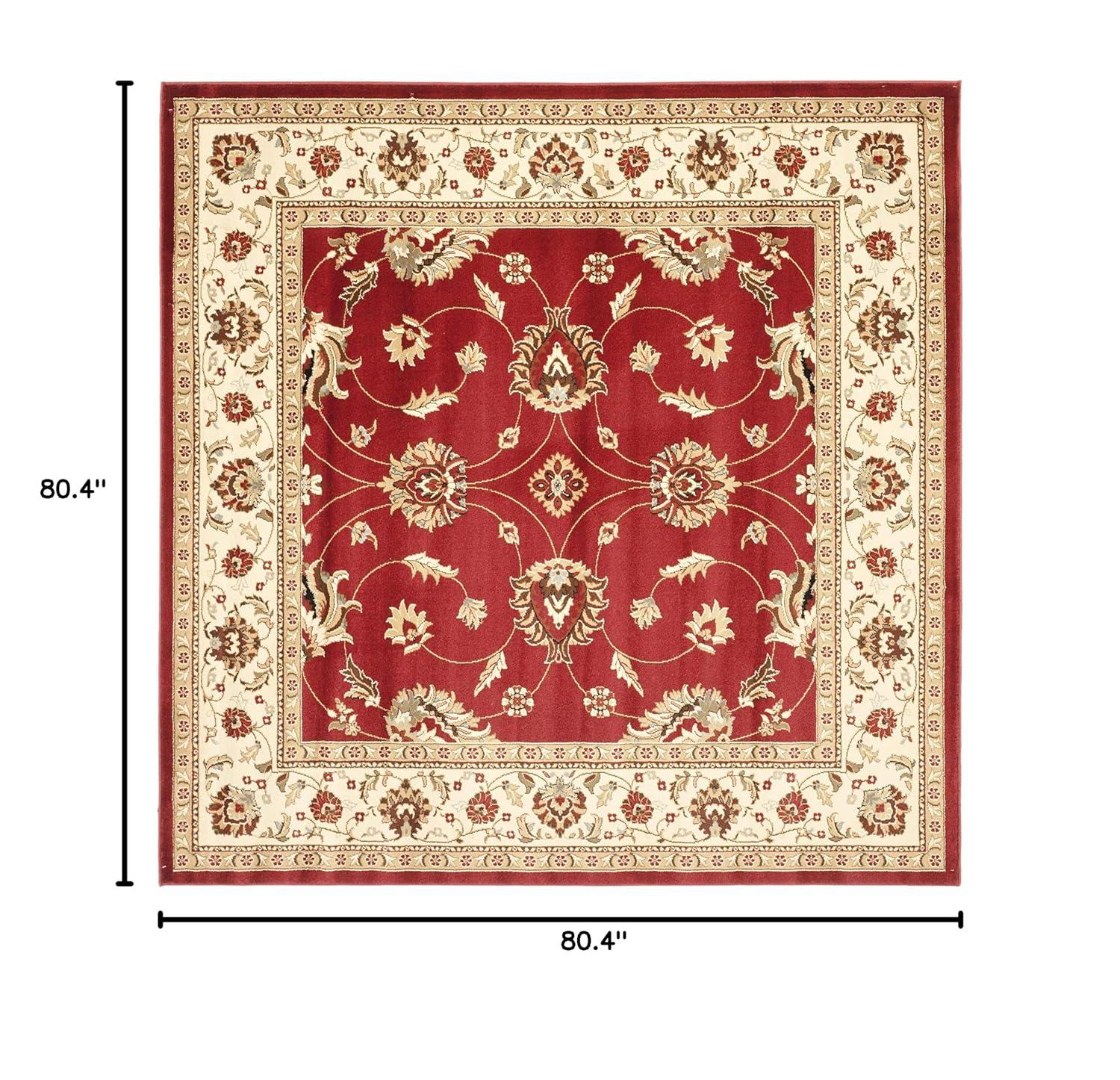 Lyndhurst LNH553 Power Loomed Area Rug - Red/Ivory - 6'7"x6'7" - Safavieh