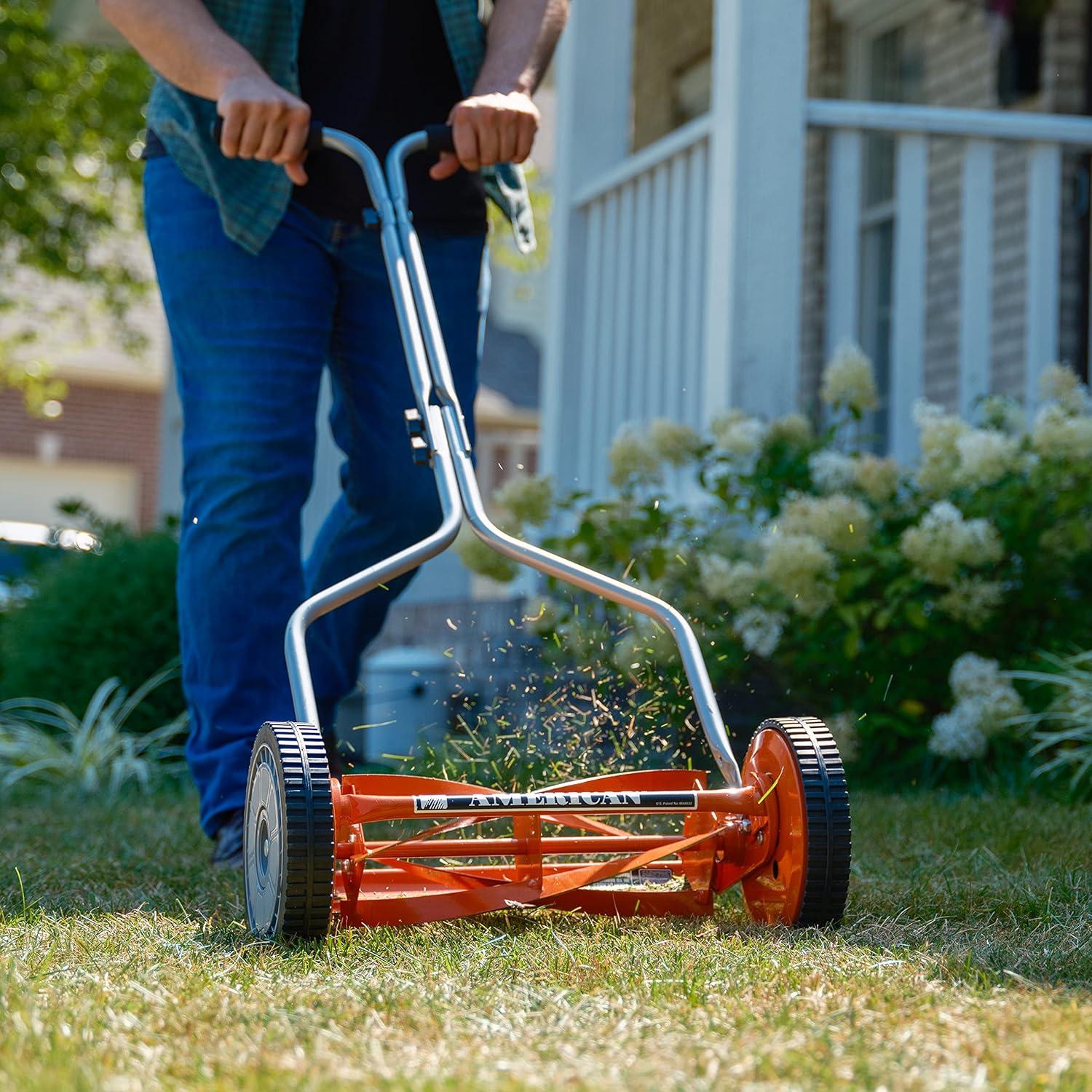 16 in. 5-Blade Manual Walk Behind Reel Lawn Mower, Grass Catcher Included
