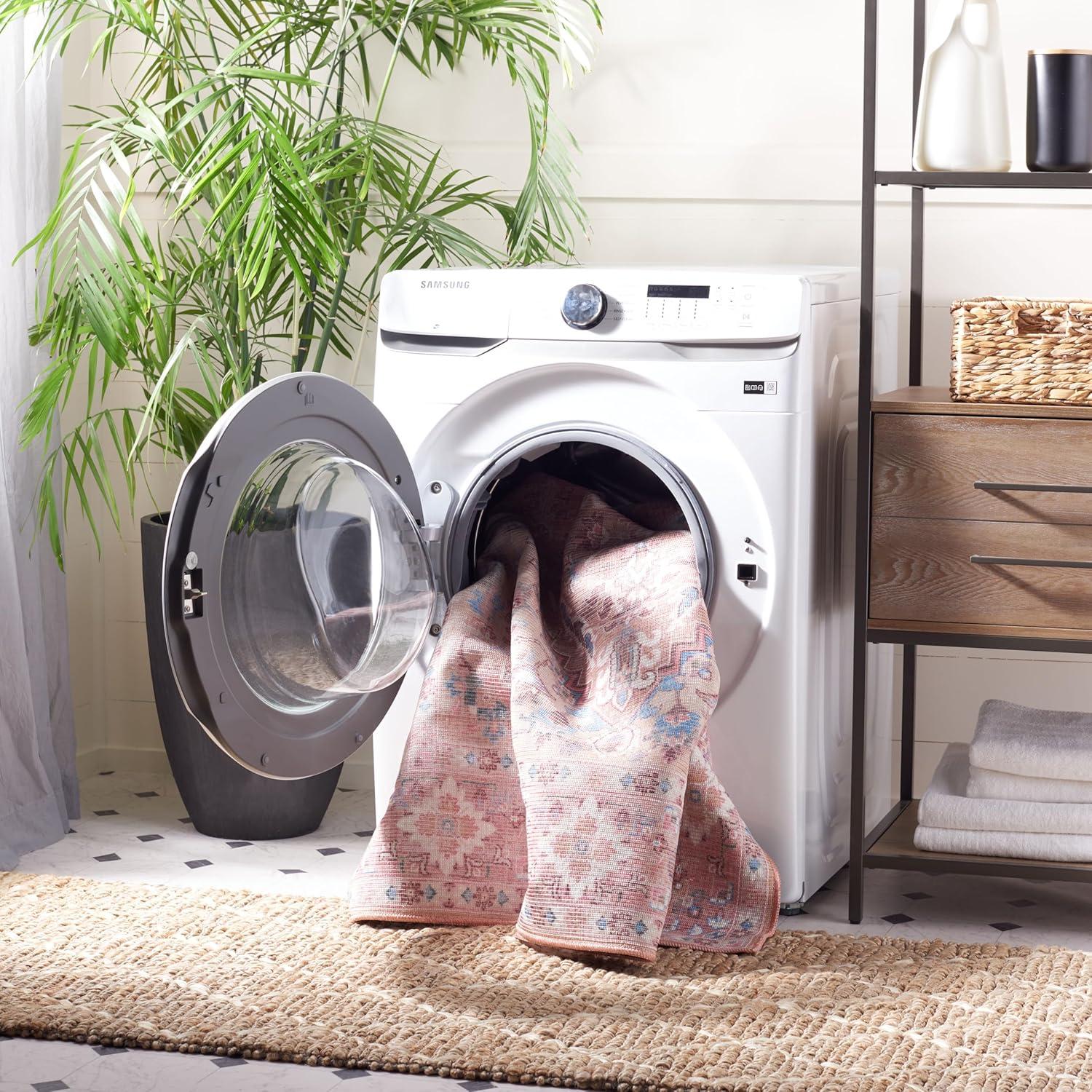 Serapi SEP515 Power Loomed Machine Washable Area Rug - Beige/Pink - 4'x6' - Safavieh.