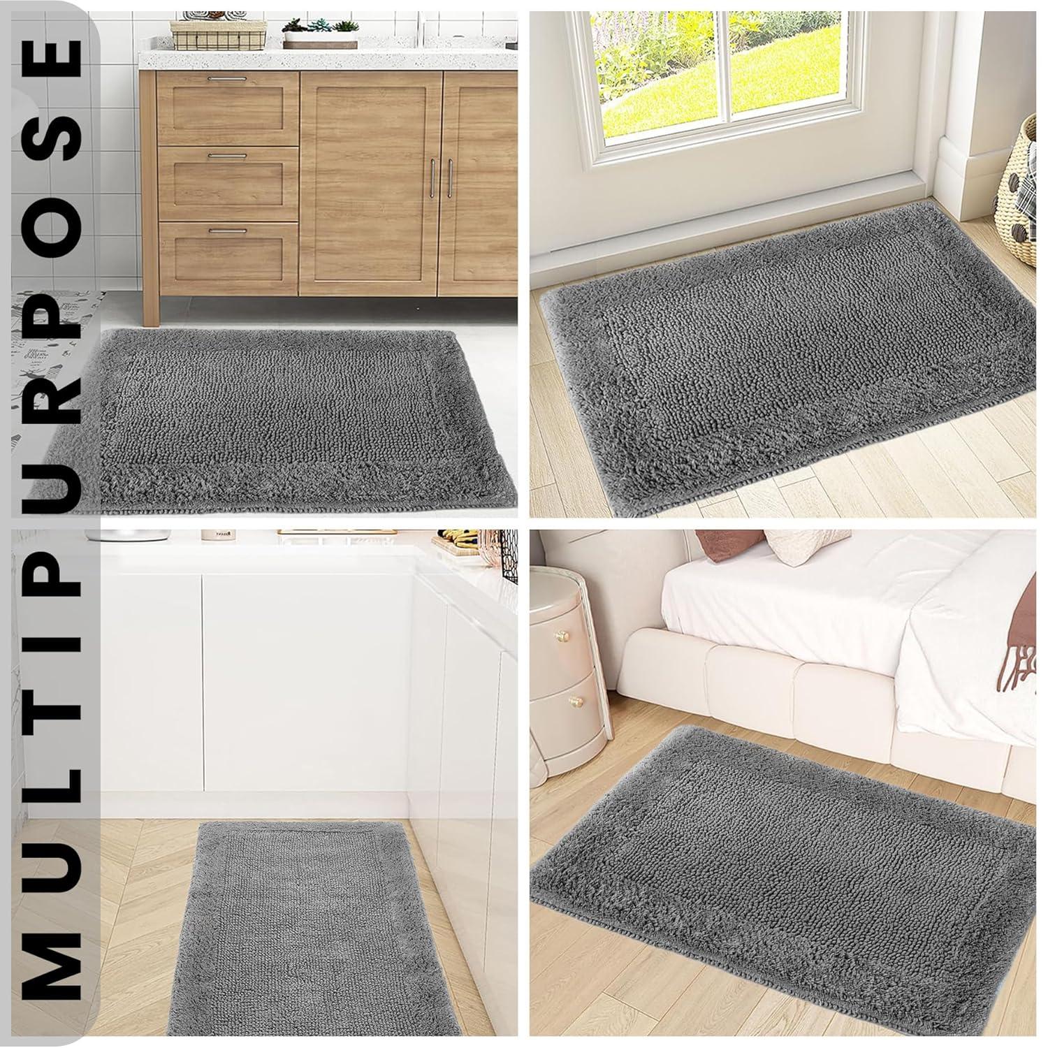 Better Trends Edge 100% Cotton Tufted Reversible Bath Rug 21" x 34" Rectangle - Gray