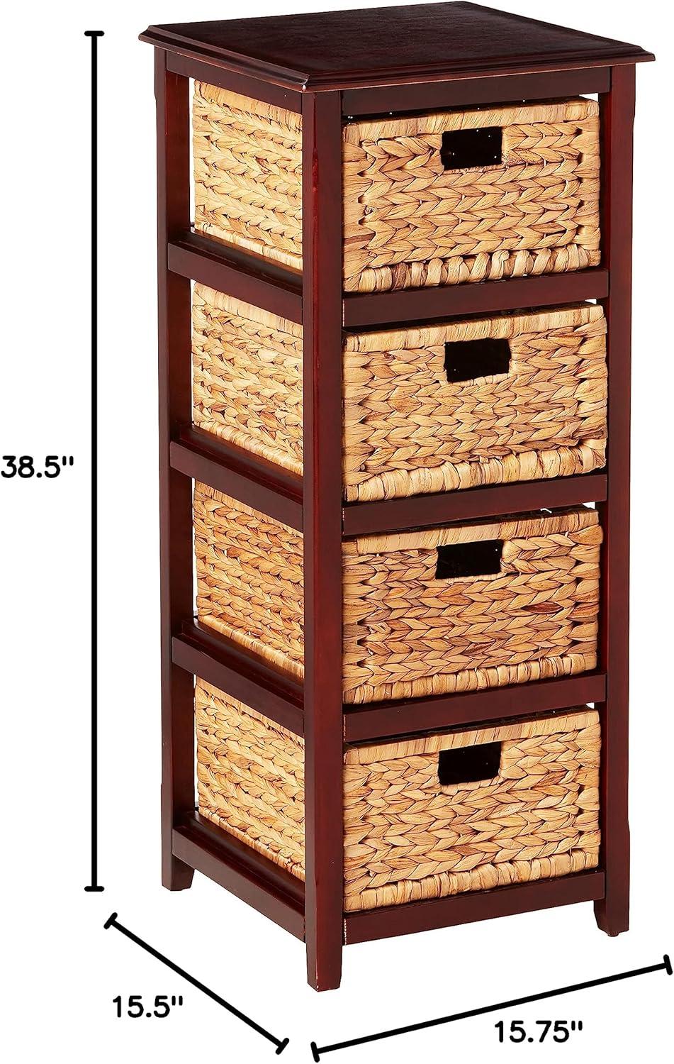 Espresso Four-Tier Storage Tower with Natural Baskets