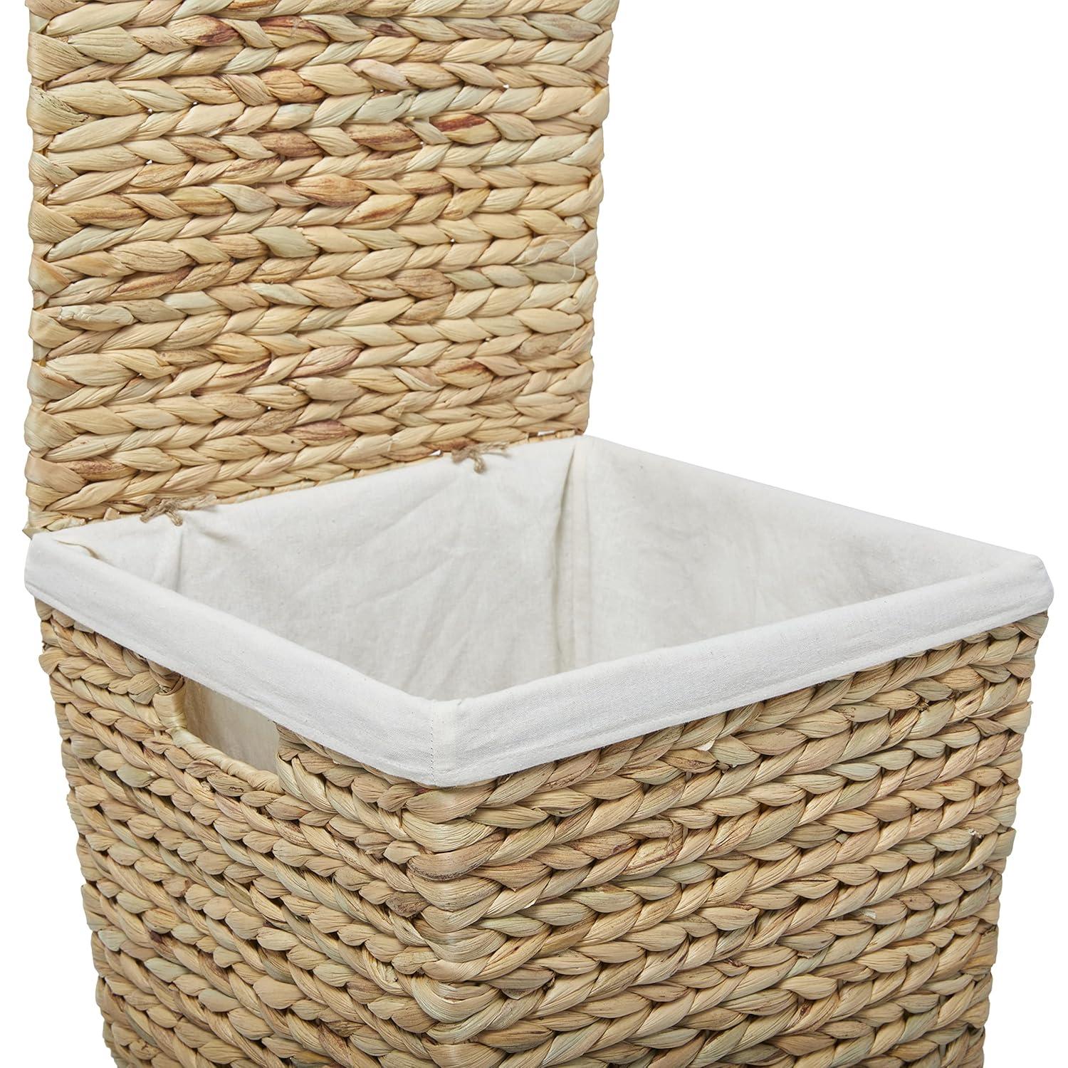 CosmoLiving by Cosmopolitan Seagrass Handmade Storage Basket with Liner and Matching Tops, Set of 2 22", 18"H, Light Brown