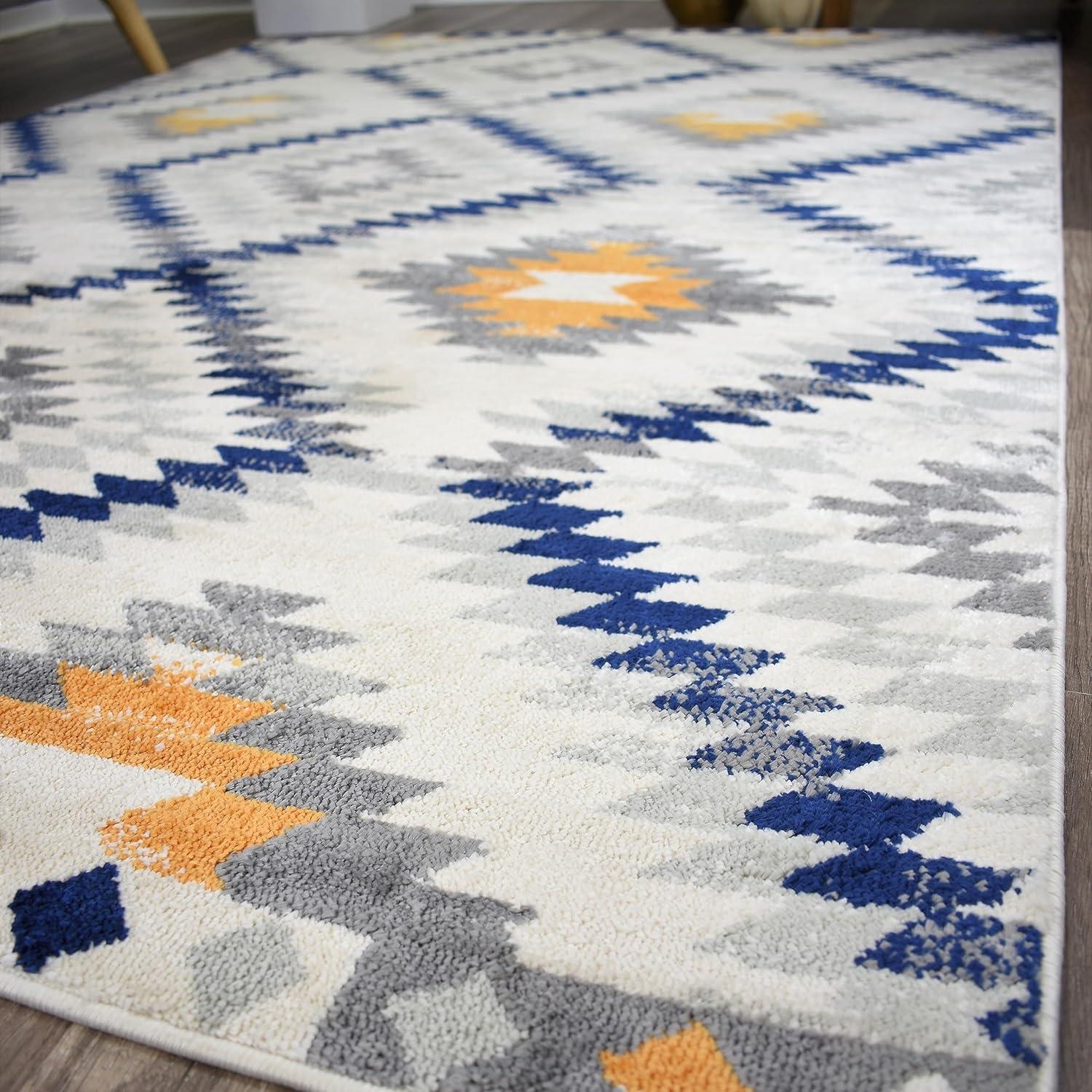 Rugs America Soleil BR30A Kilim Gold ivory Area Rug for Dining Room Rug Neutral Rug Living Room Rug Kitchen, 5'3"x7'