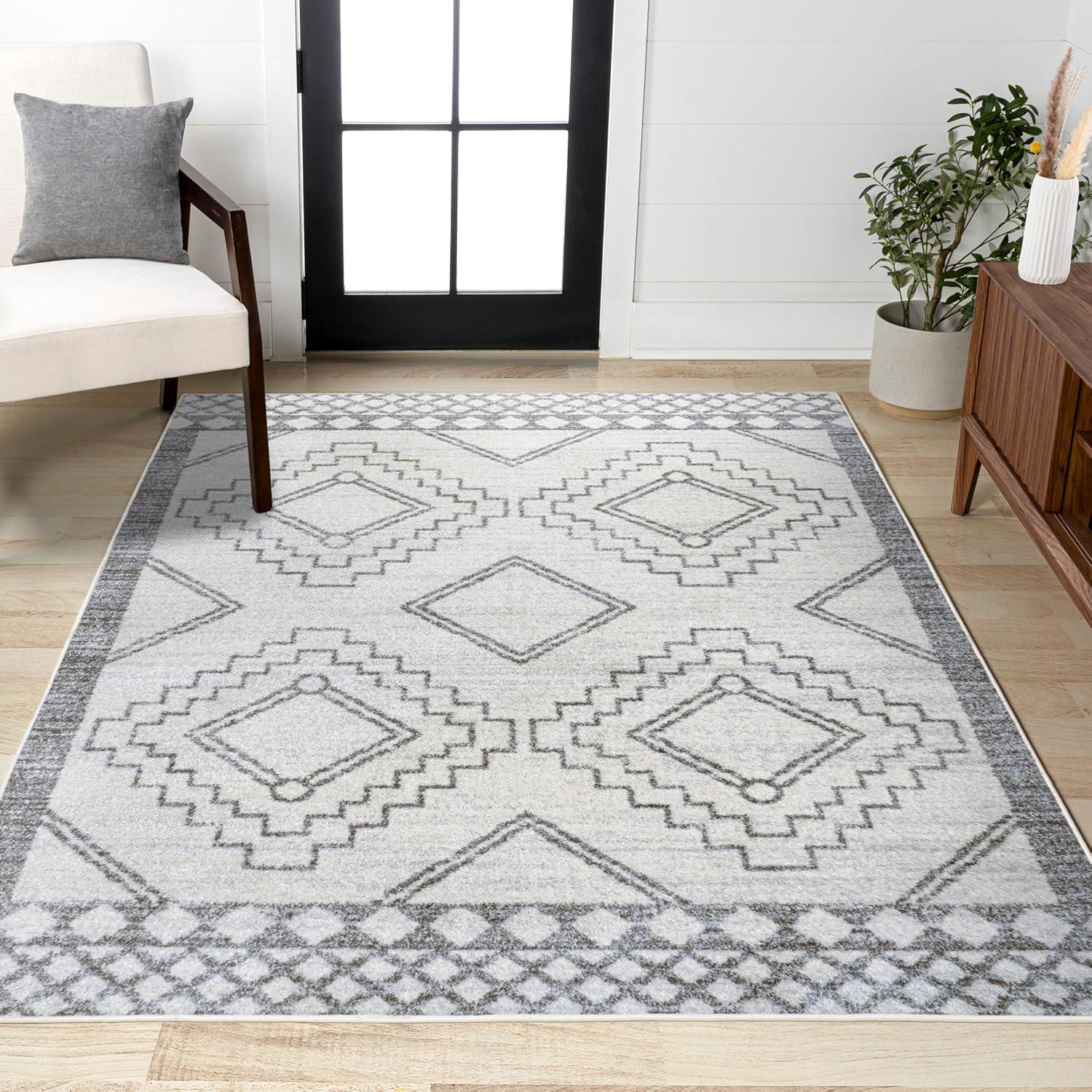 JONATHAN Y Amir Moroccan Beni Souk Cream/Gray 5 ft. x 8 ft. Area Rug