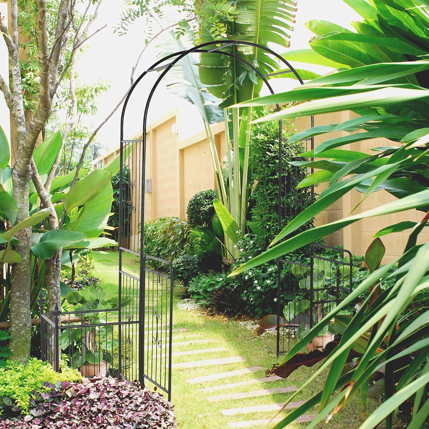 78.75'' W x 19.75'' D Steel Arbor with Gate in Black