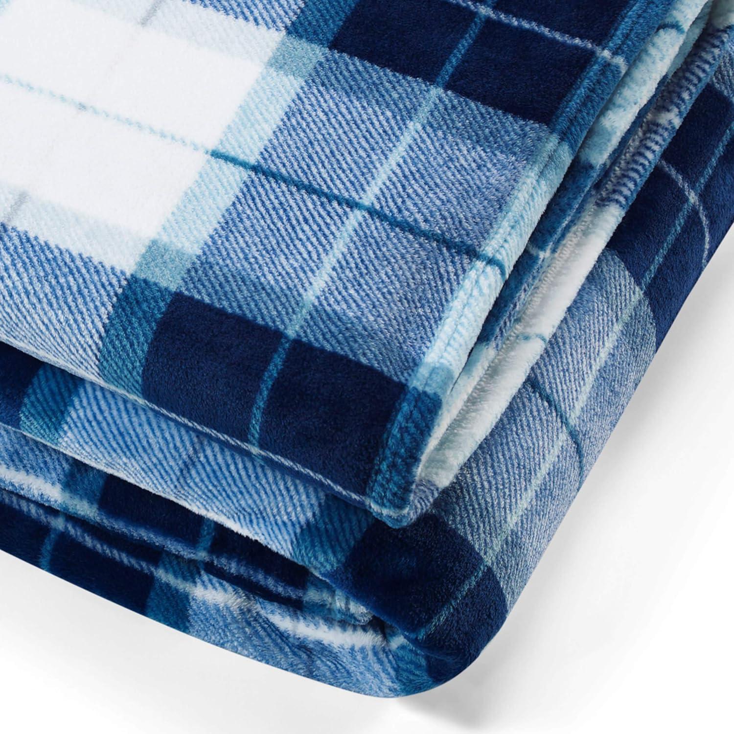 Northsail Plaid Blue Plush Fleece Full/Queen Blanket