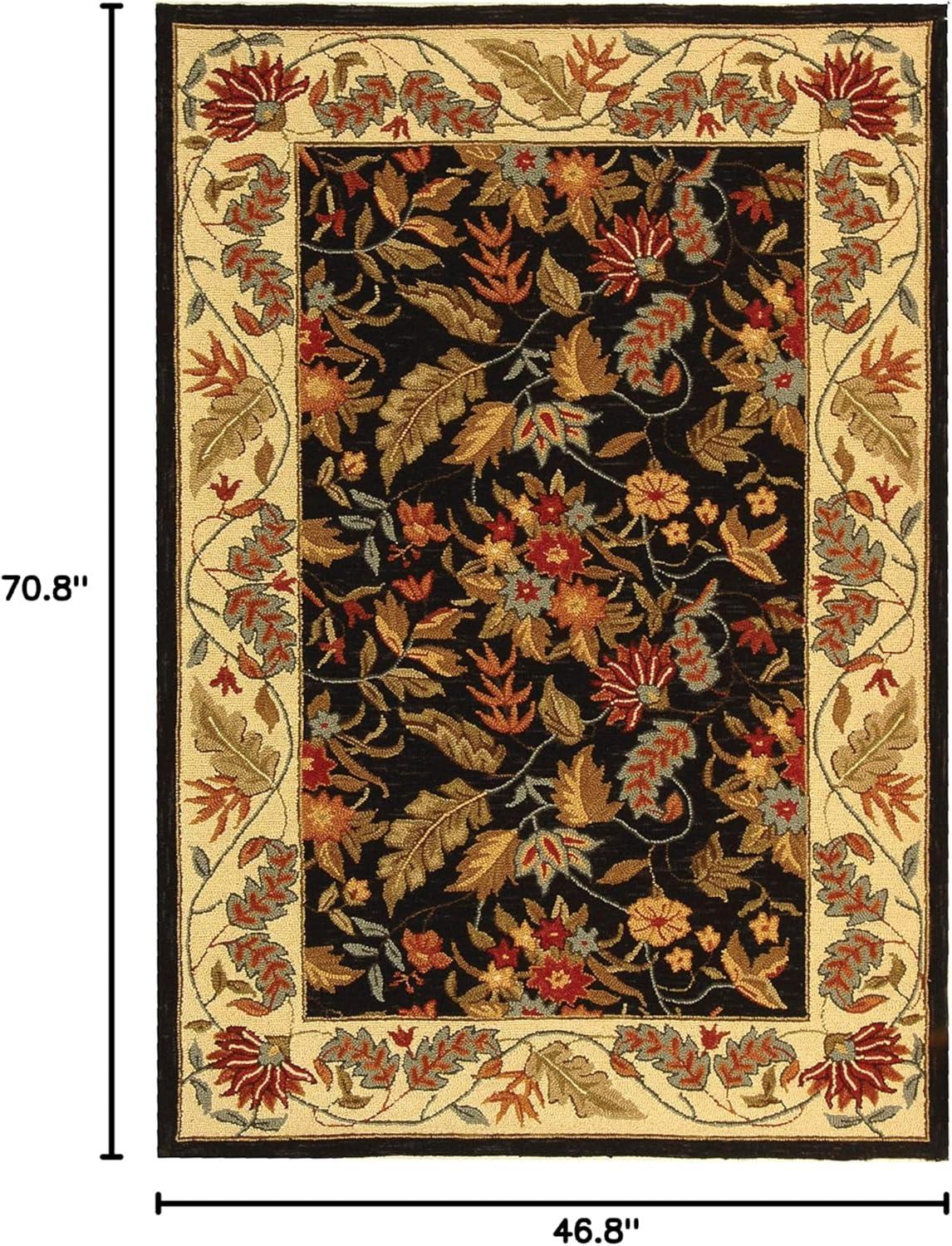 SAFAVIEH Chelsea Alaia Floral Wool Area Rug, Black, 3'9" x 5'9"