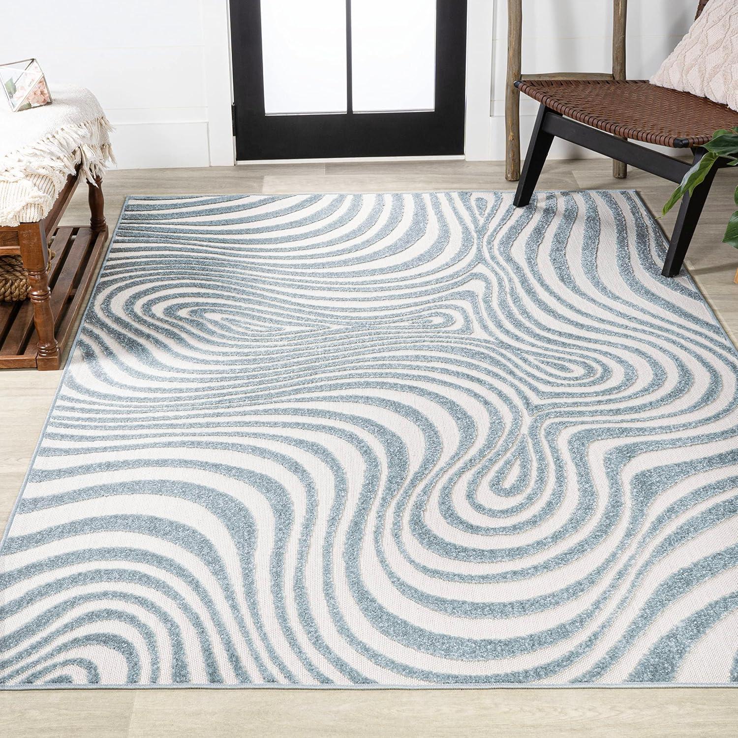 JONATHAN Y Maribo High-Low Abstract Groovy Striped Indoor/Outdoor Area Rug