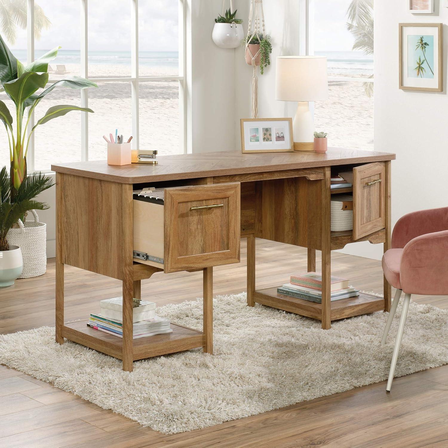 Sindoori Mango Wood Desk with Drawers and Filing Cabinet