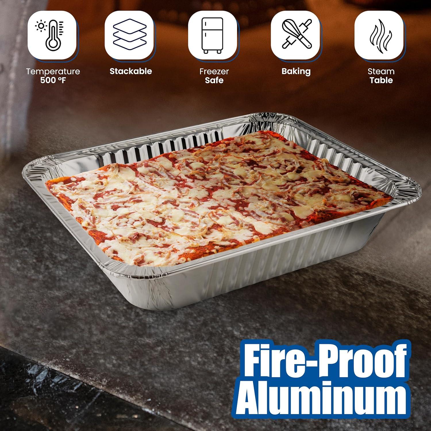 9x13 Aluminum Foil Pans (10 Pack), Disposable Half Size Deep Foil Pans, Cookware, Food Prepping, Large Pans for Baking, Reheating, Grilling