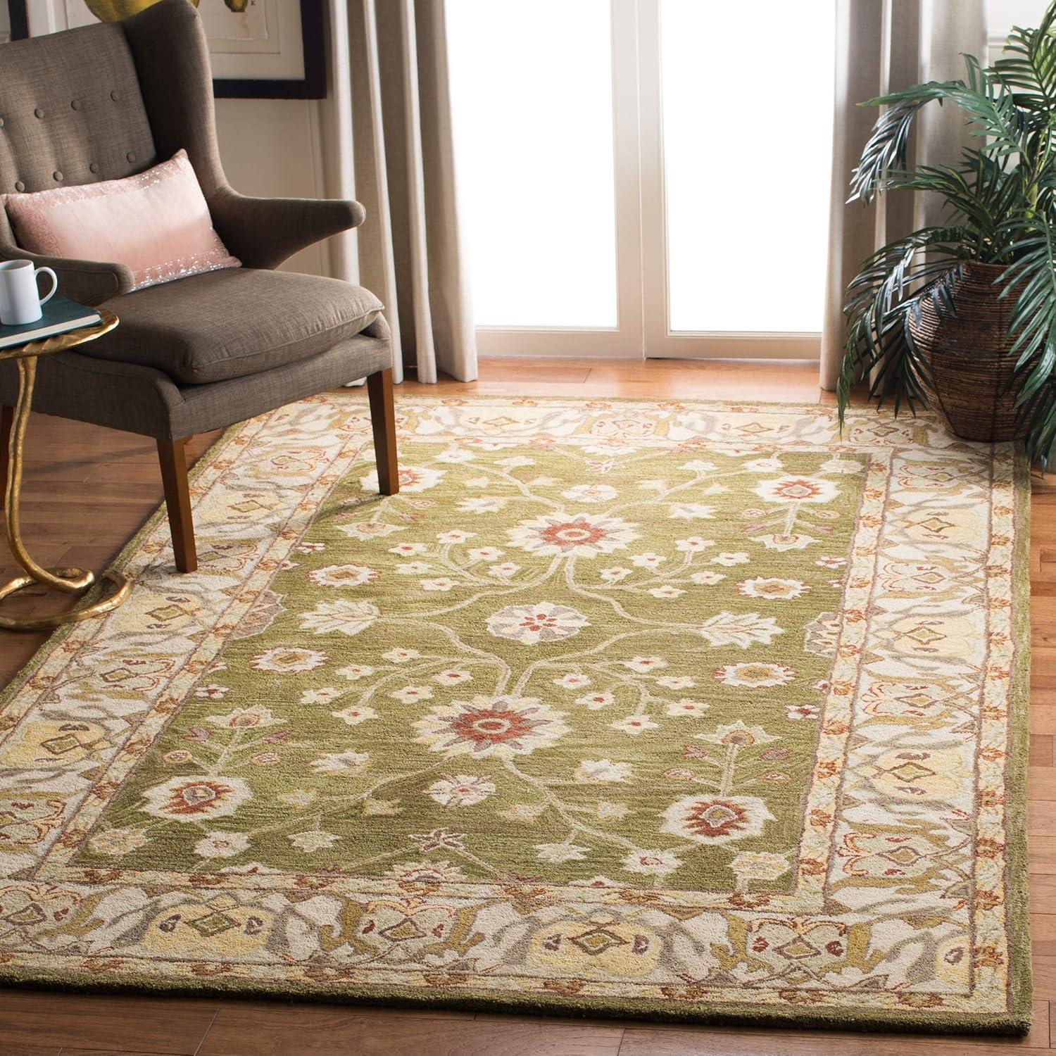 Moss and Ivory 9' x 12' Handmade Wool Tufted Area Rug