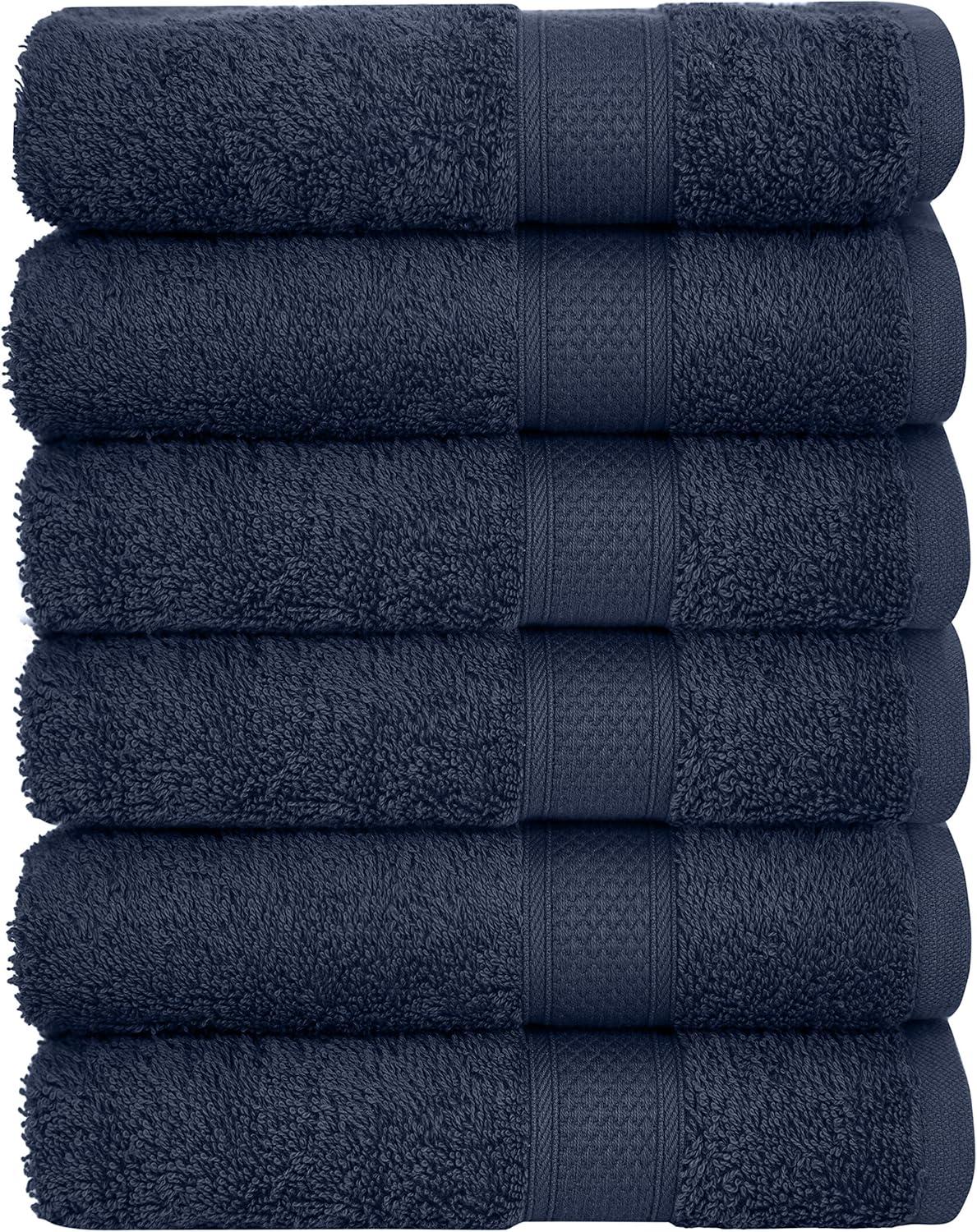 Hand Towels - 6-Pack, Softest 100% Cotton by California Design Den - Navy Blue, Six-Pcs Hand Towels
