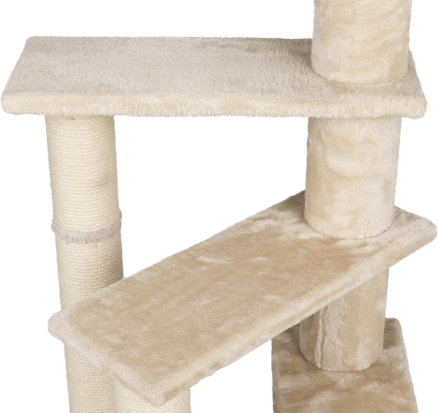 TRIXIE Tulia Senior Plush & Sisal 4-Level 40.2" Cat Tree, Scratching Posts & Bed, Beige