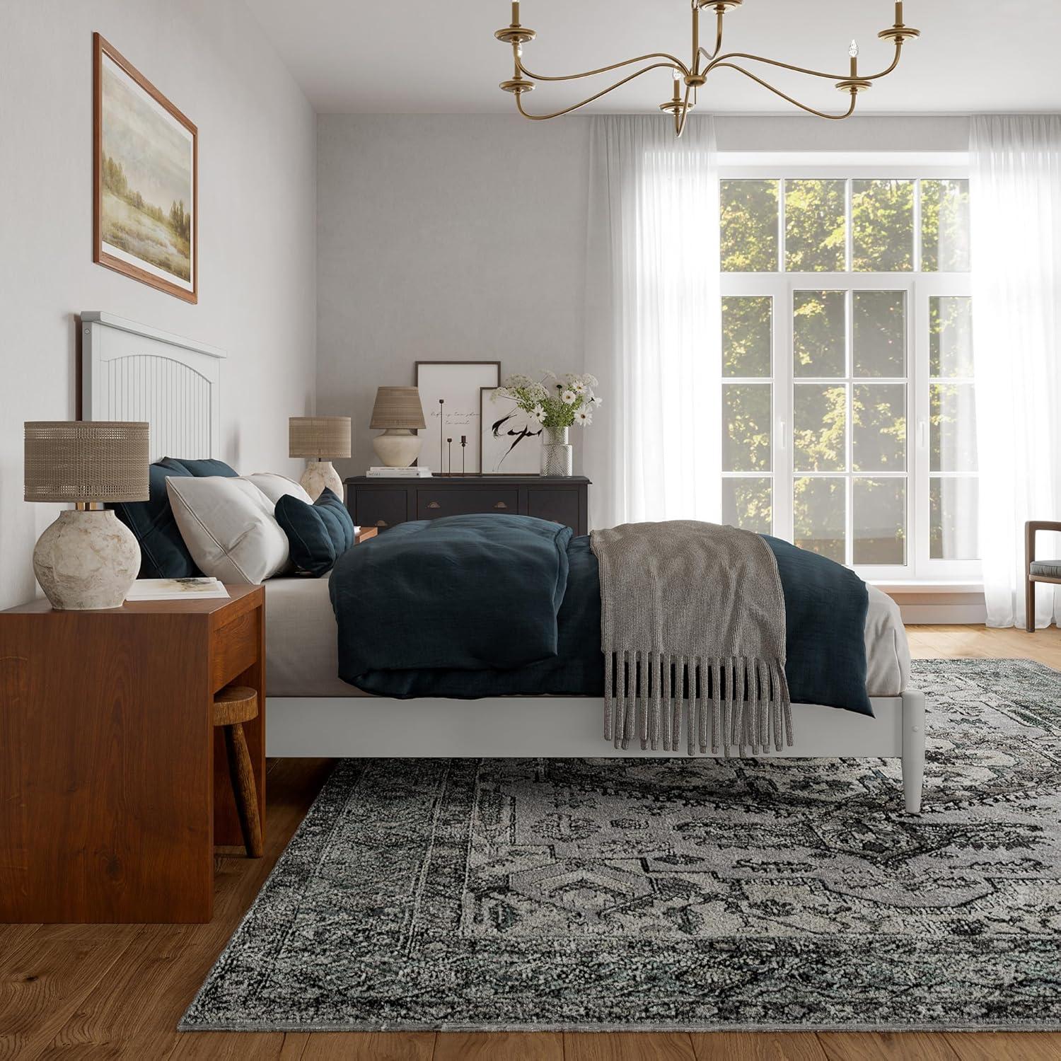 AFI Naples Queen Solid Wood Low Profile Platform Bed, White