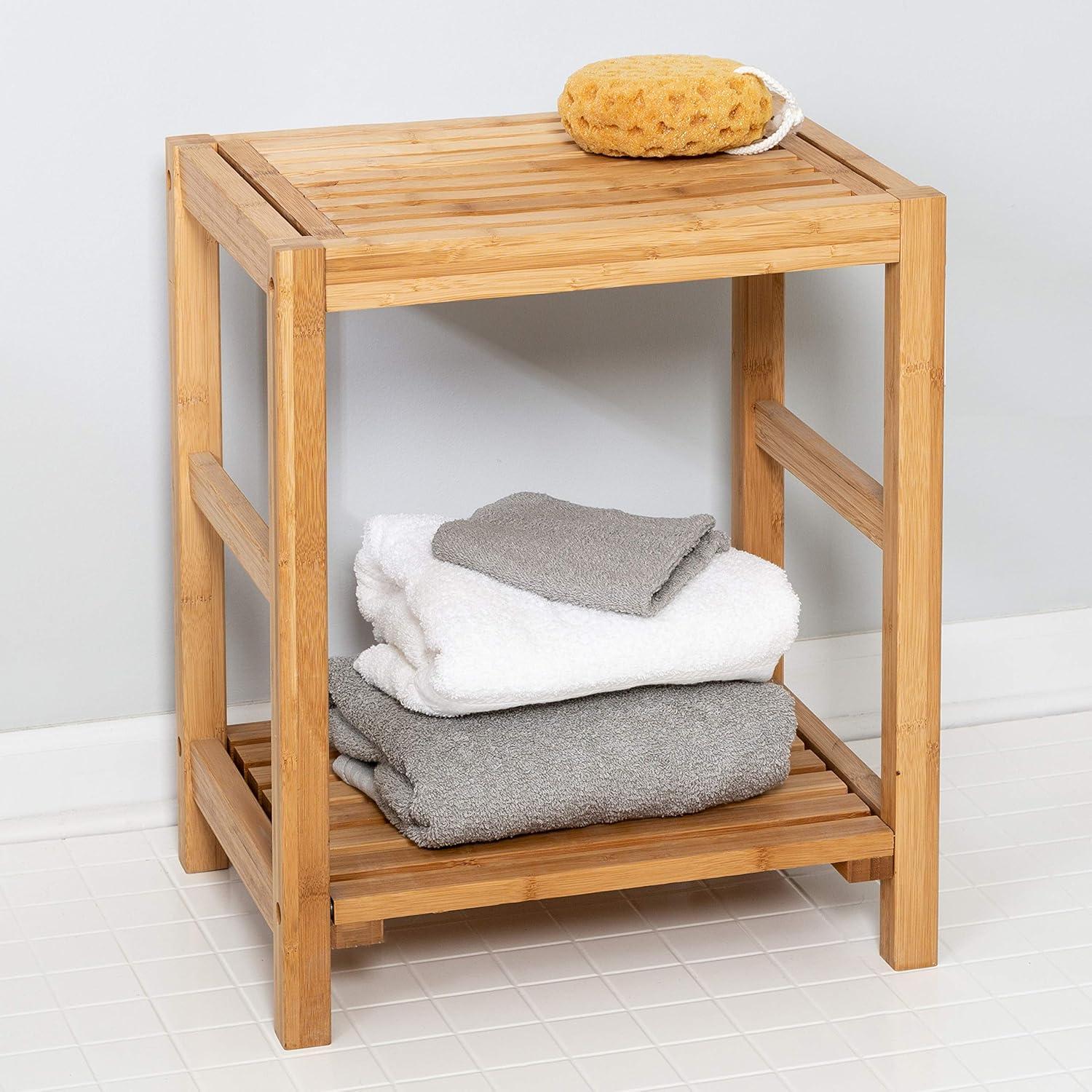 Eco-Friendly Bamboo Spa Bench with Ample Storage - Natural