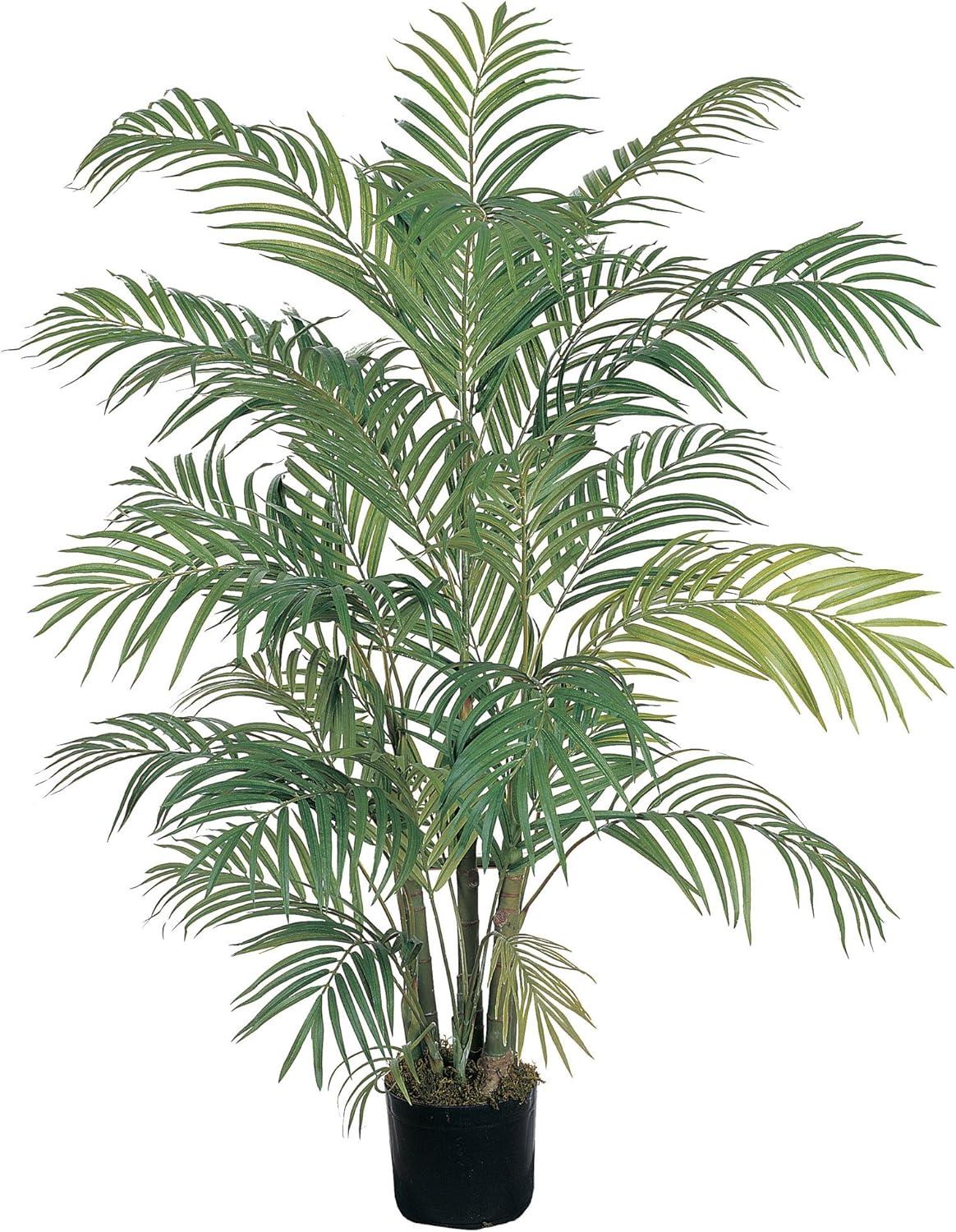 4ft Artificial Areca Palm Tree in Pot - Nearly Natural: Indoor Botanical Decor, Unlit Green Faux Plant