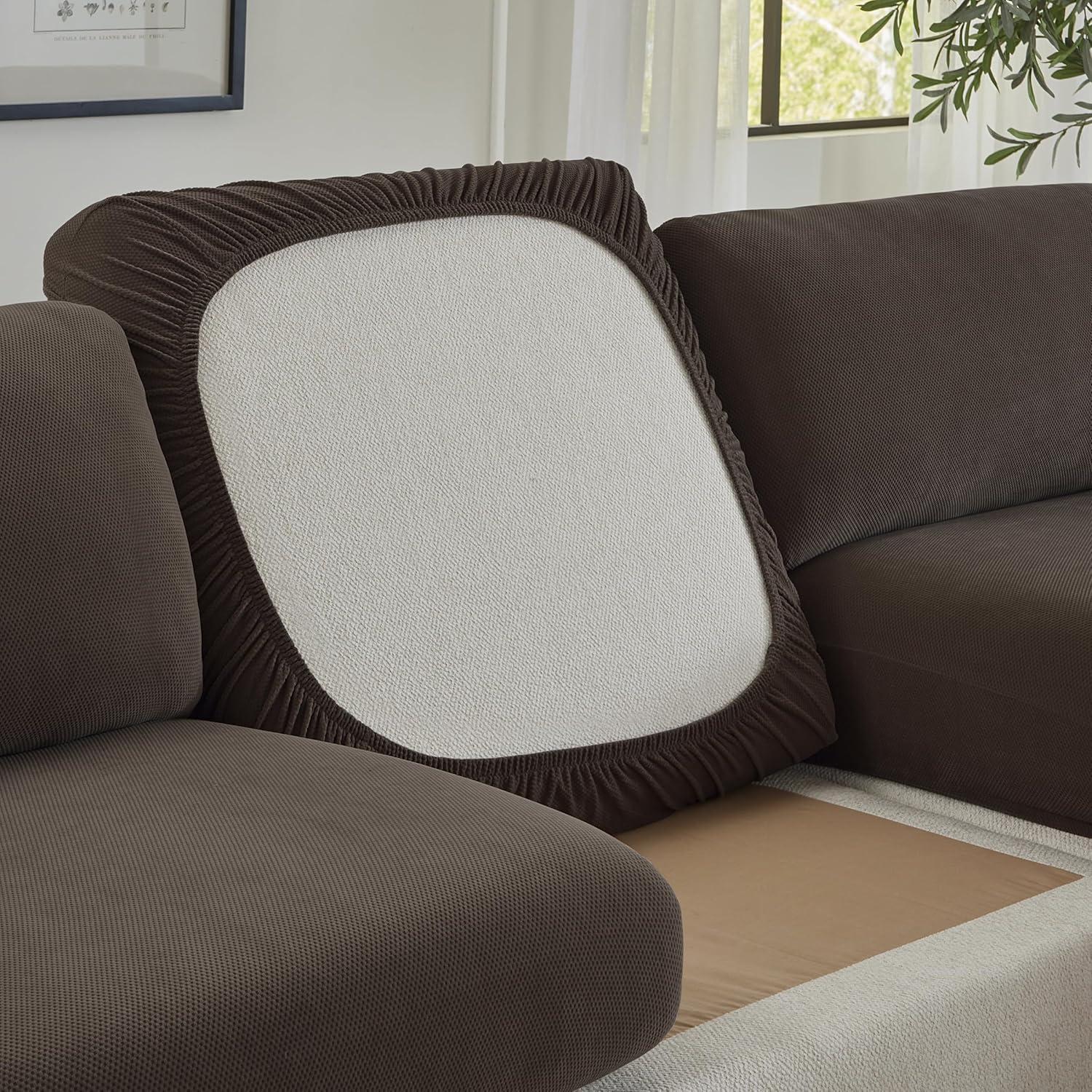 SureFit  Stretch Pique Oversized Ottoman Slipcover Navy