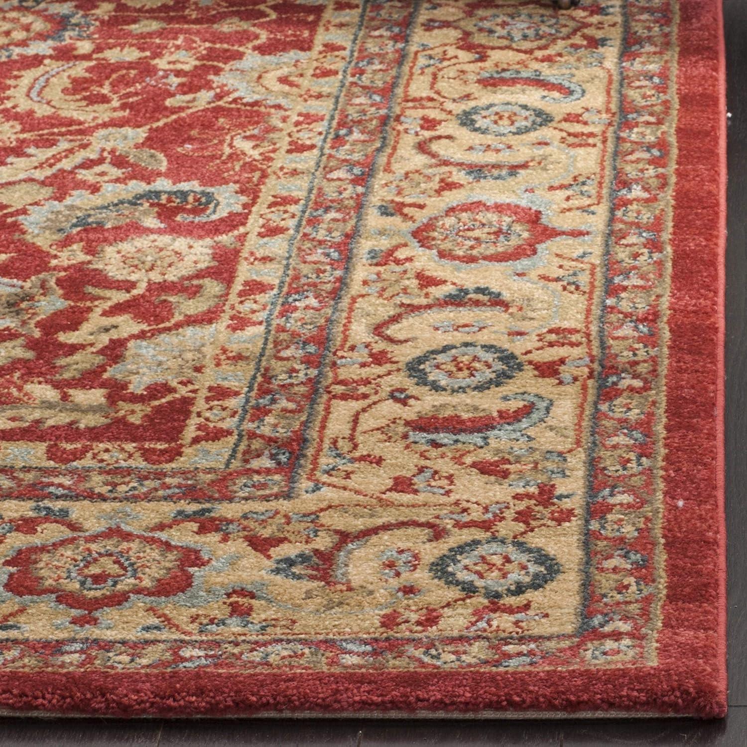 Red and Natural 10' x 14' Traditional Synthetic Area Rug