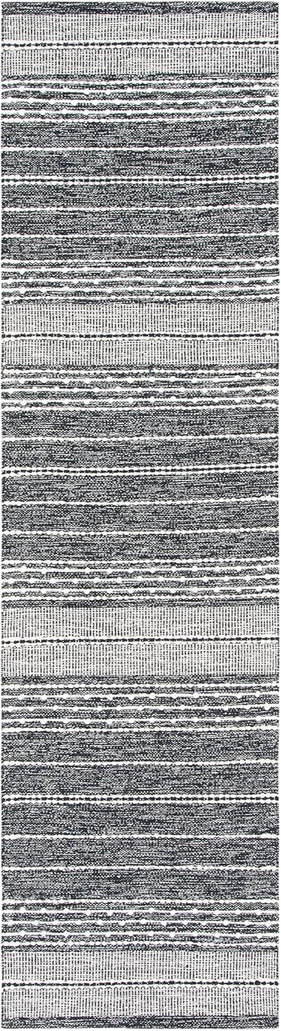 Striped Kilim STK516 Hand Woven Runner Rug - Black/Ivory - 2'3"x9' - Safavieh.