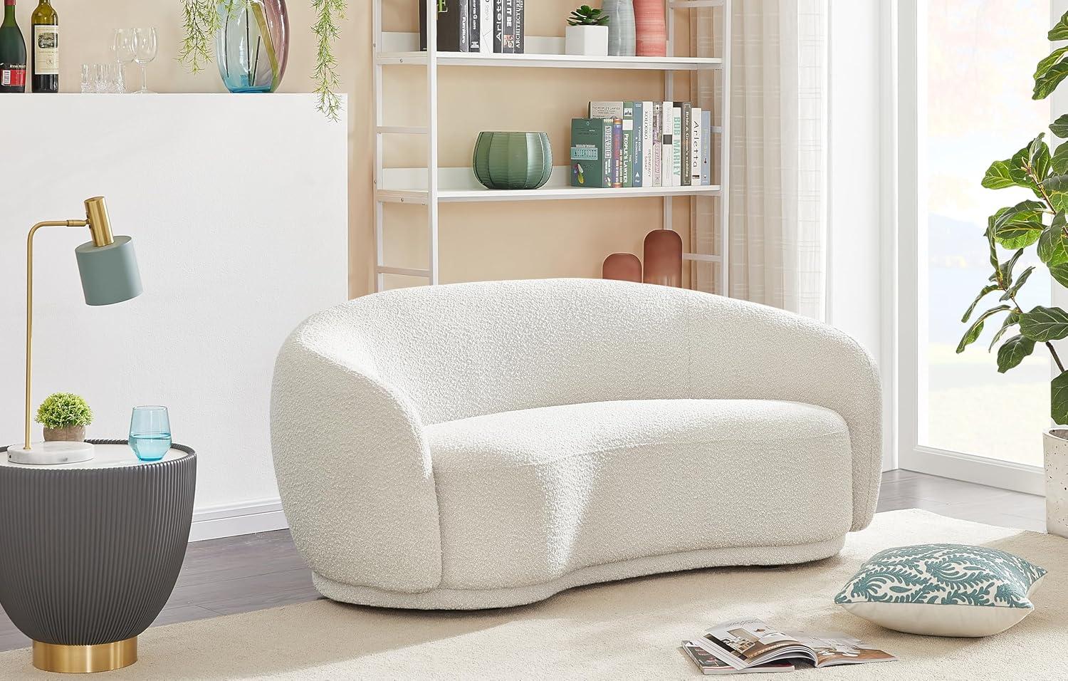 Meridian Furniture Hyde Modern Boucle Loveseat, Cream