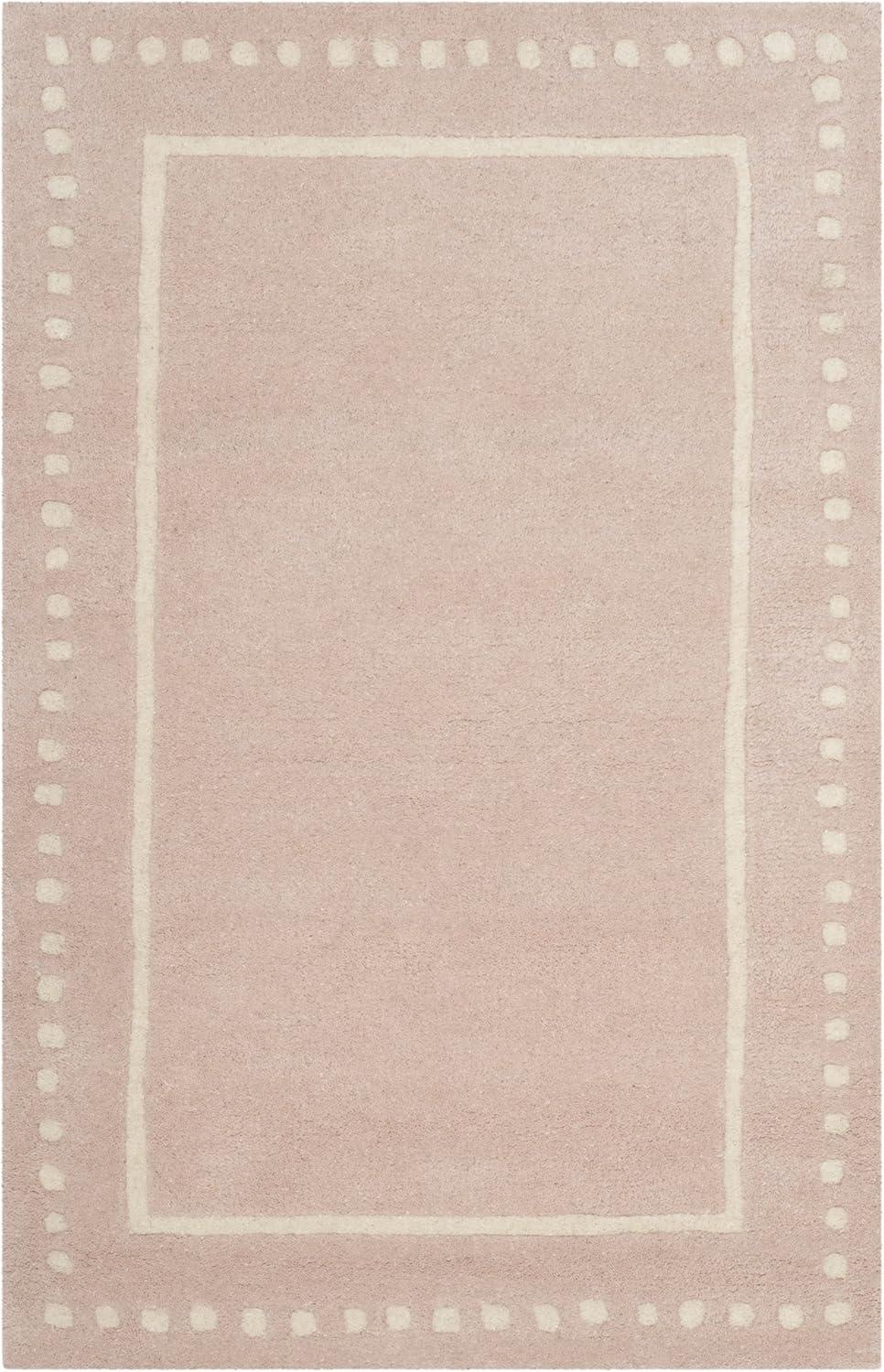 Hand-Tufted Light Pink and Ivory Wool Area Rug