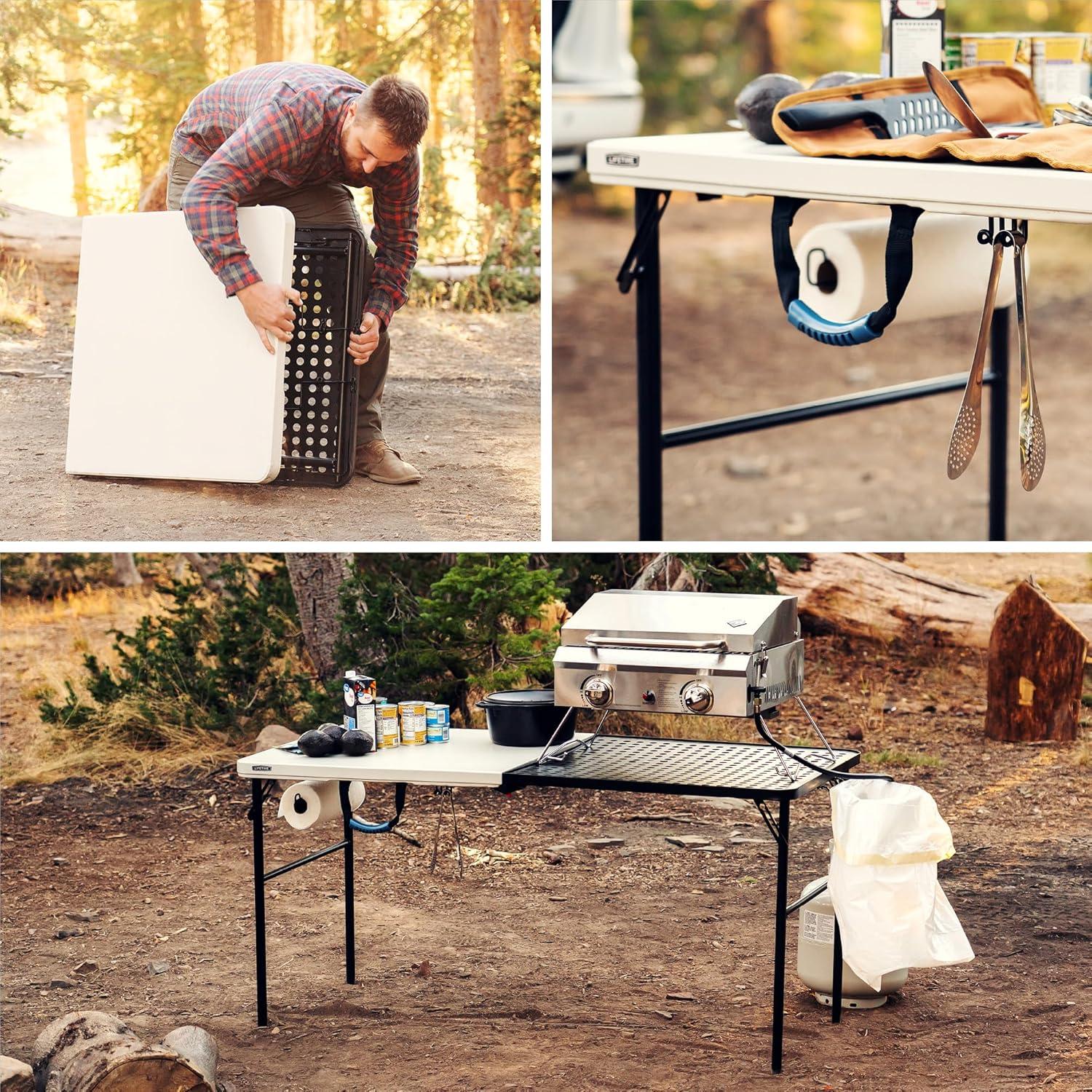 Lifetime 5 Foot Fold-in-Half Camping Folding Table, Indoor/Outdoor, Pumice (280875)