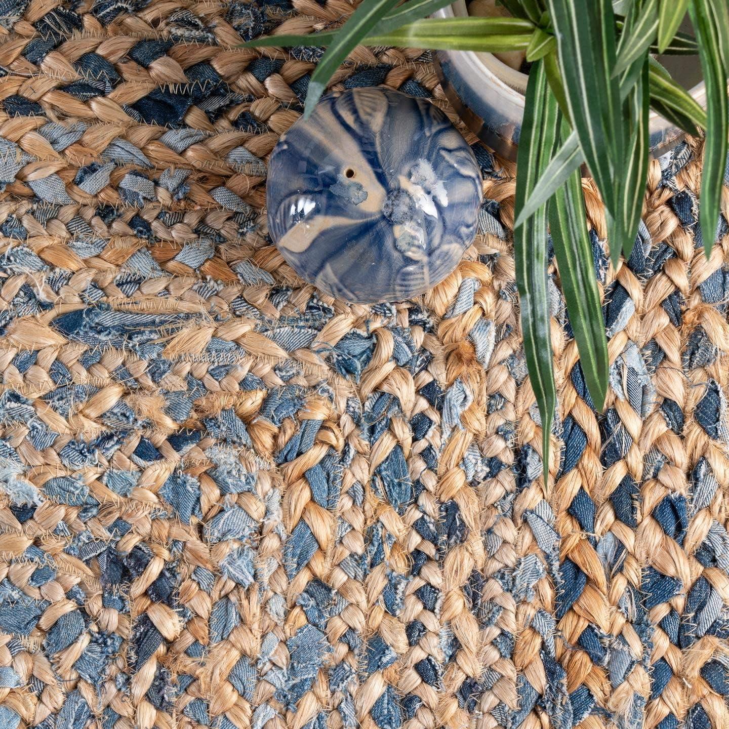 nuLOOM Eliz Braided Denim and Jute Area Rug