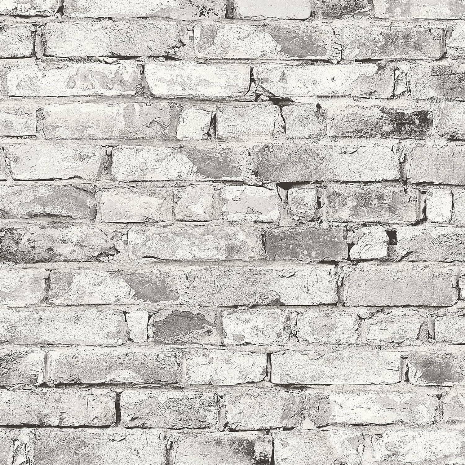 Shadow Gray Vinyl Brick Peel and Stick Wallpaper