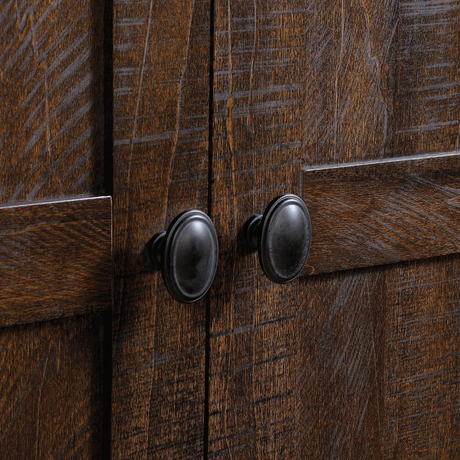 Rustic Walnut Freestanding Storage Cabinet with Adjustable Shelving