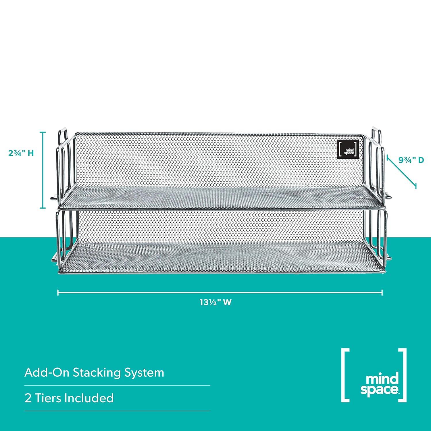 Mindspace Desk Organizers 2 Tier Document Mesh Desk Organizer for Office Supplies and Accessories Silver