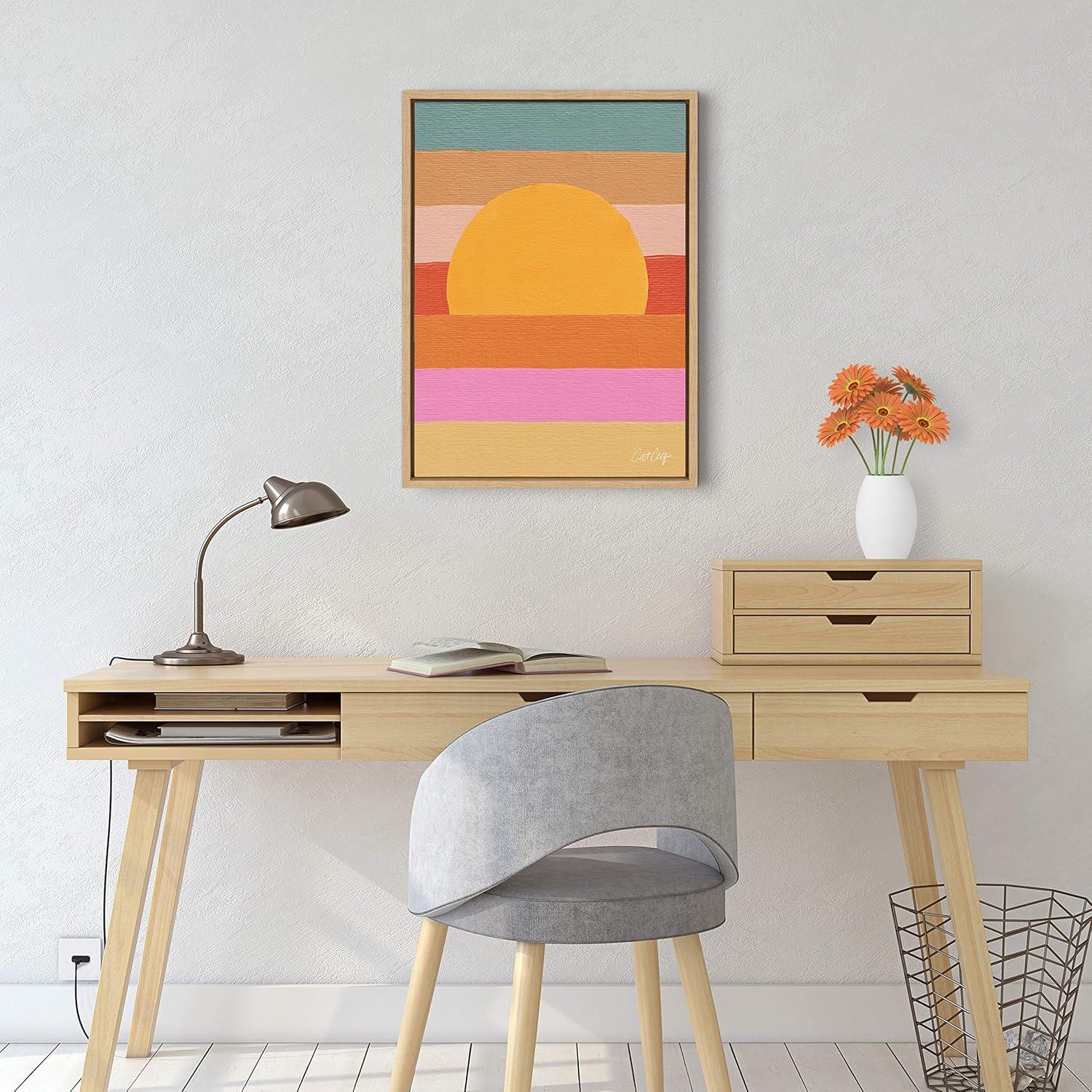 18" x 24" Sylvie Sunset Waves Framed Canvas by Cat Coquillette - Kate & Laurel All Things Decor