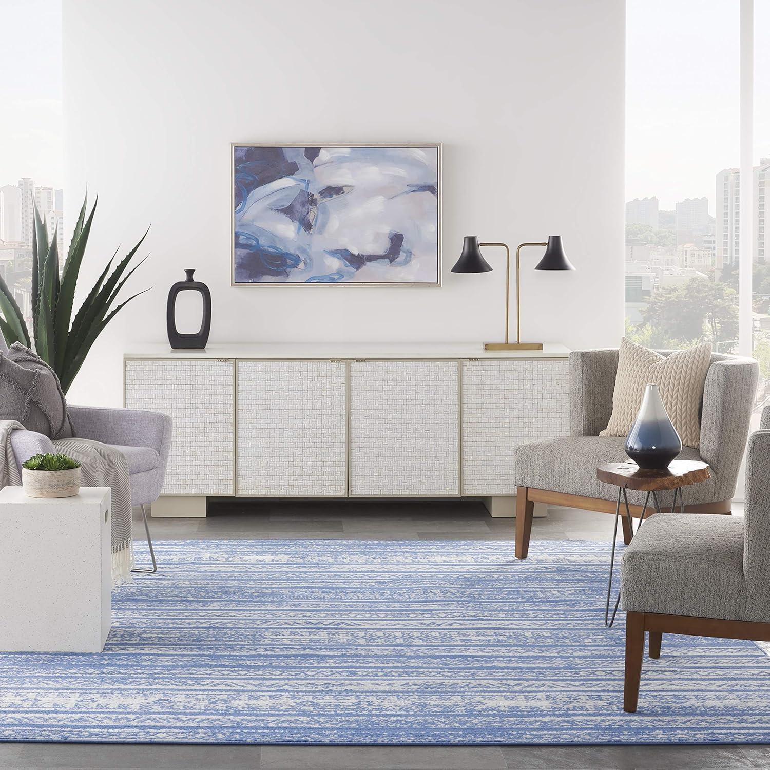 Pleasanton Abstract Blue/Ivory Area Rug