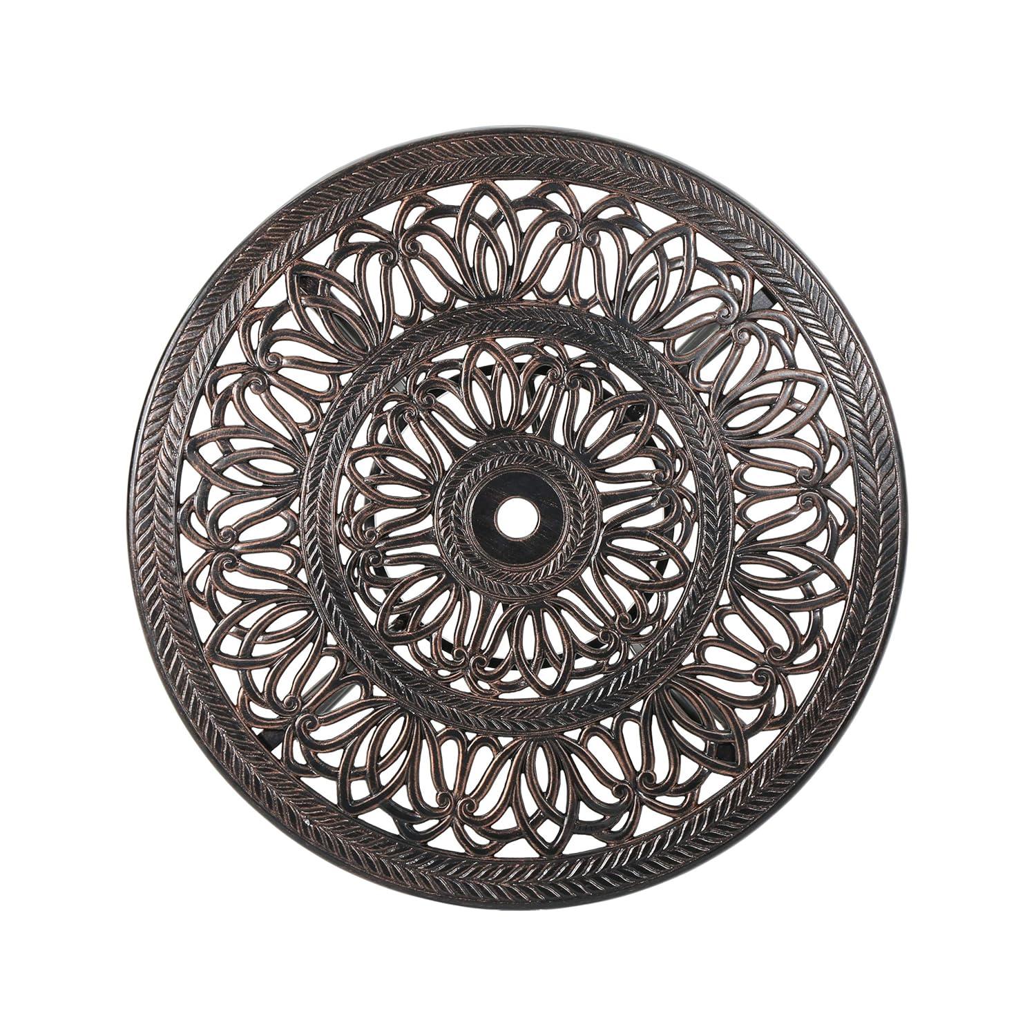 Fleur De Lis Living Outdoor Round Cast Aluminum Dining Table, Shiny Copper | Wayfair