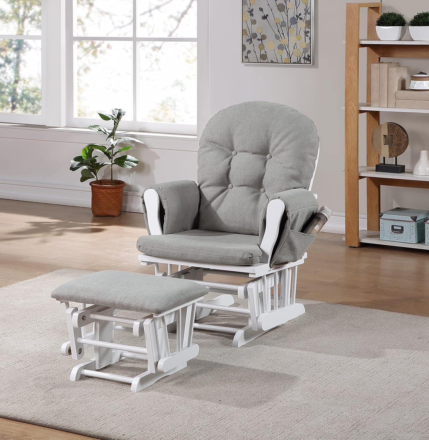 Winston Porter Mason Glider And Ottoman Wood And Oyster Fabric