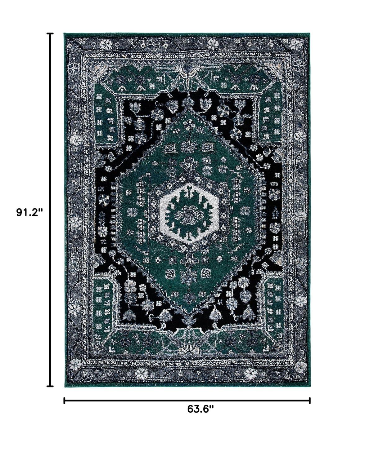 Vintage Hamadan VTH204 Power Loomed Indoor Area Rug - Green/Black - 5'3"x7'6" - Safavieh