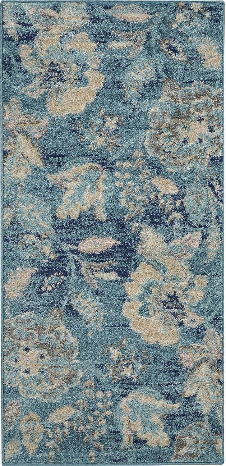 Tranquil TRA02 Ivory/Light Blue Area Rug French Country Eclectic Floral By Nourison