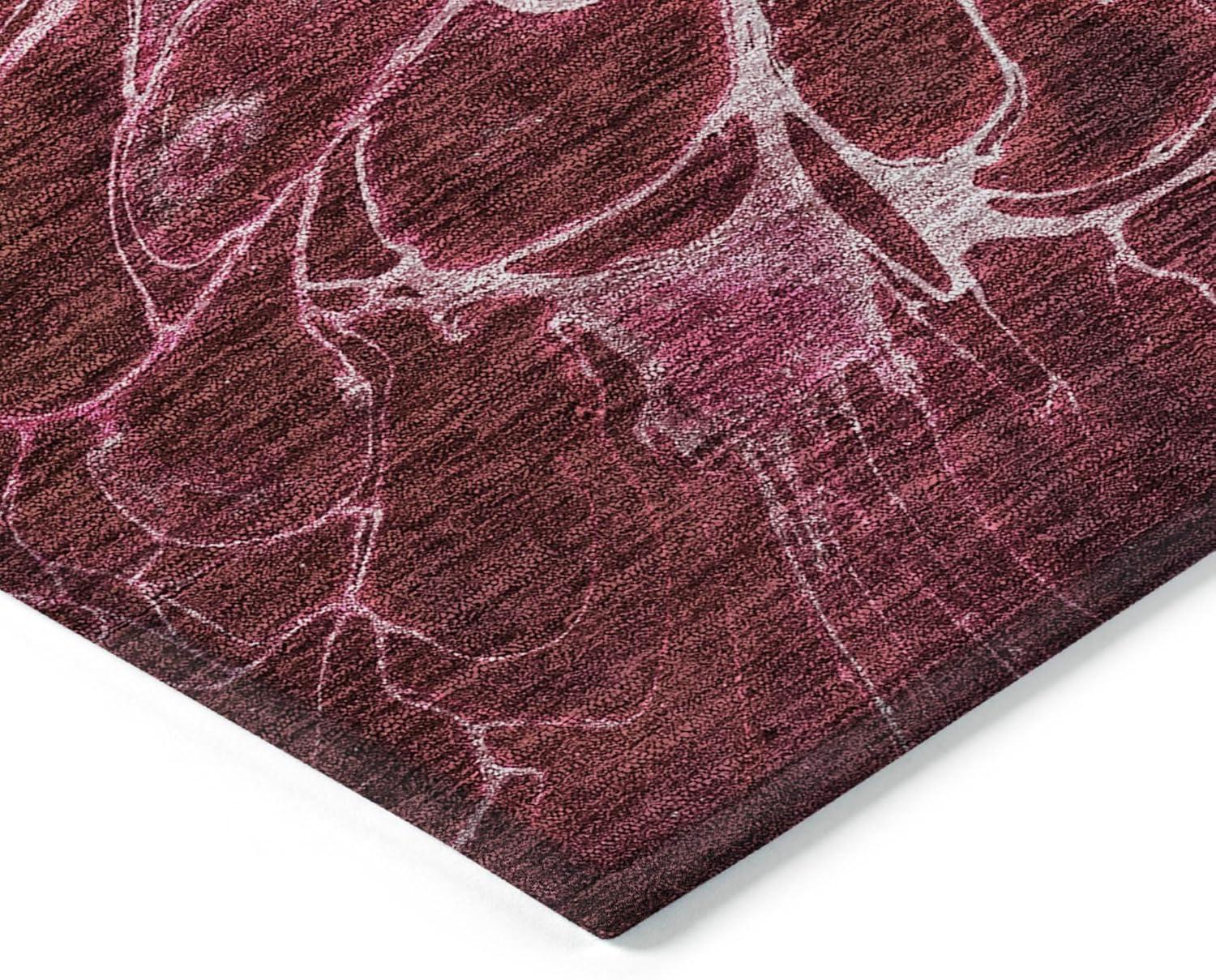 Addison Rugs Machine Washable Indoor/ Outdoor Chantille Modern Floral Rug Merlot - 5' x 7'6"